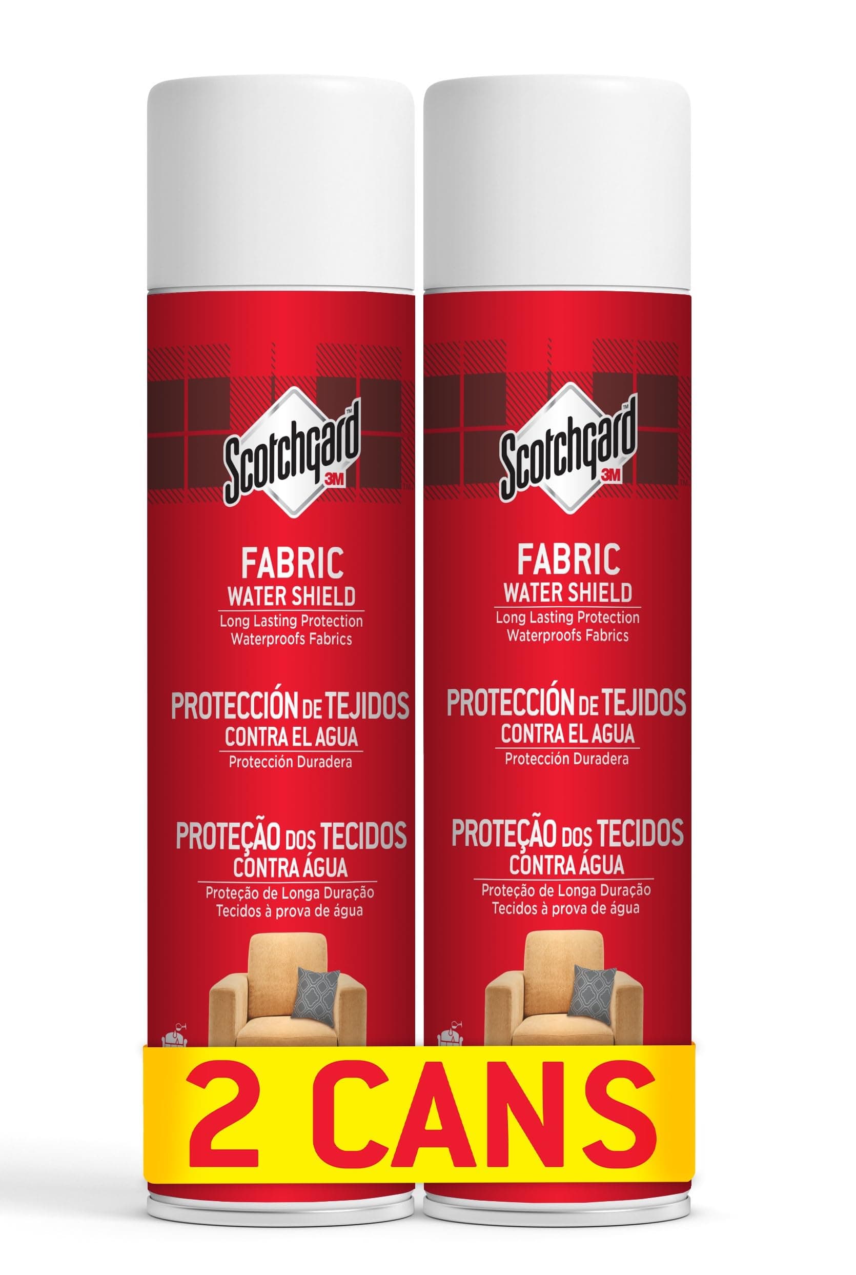 Scotchgard Fabric Transparent Water Shield, 2 Cans x 400ml each - Water Repellent Spray for Clothing and Household Upholstery Items, Long-Lasting