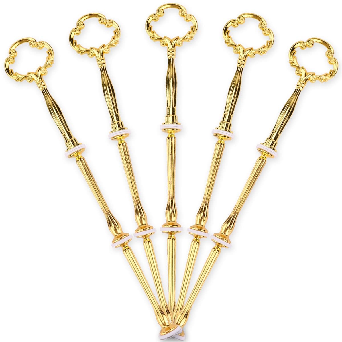 5 x Gold Flower motif mini metal bars Mittellochausstech for 2 to 3 floor Etagere Floorsplatte Hochzeitstorte Tortenständer 21 cm