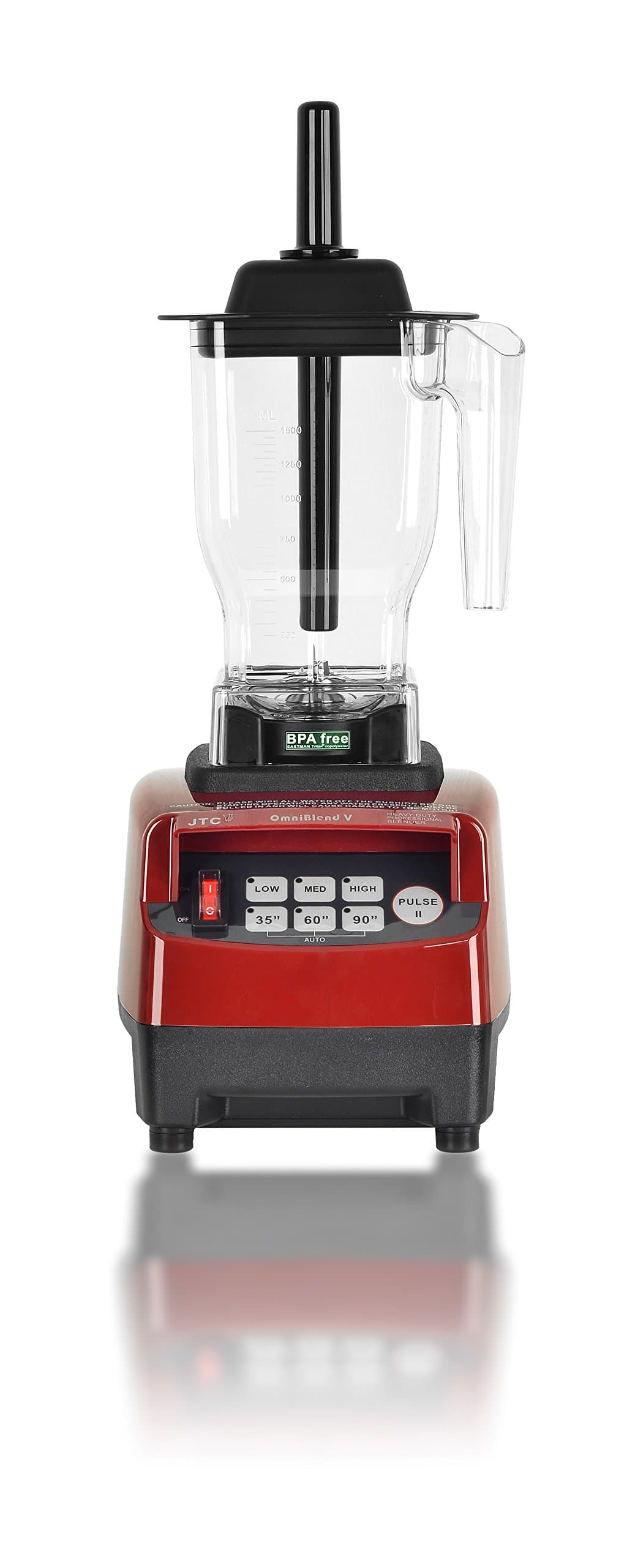 OmniBlend V Commercial Blender for Smoothies Shakes Cocktails, Heavy Duty 3-Speed, Self-Cleaning, Includes Multi-functional 2-in-1 Wet Dry Blades, 1.5 Liter BPA-Free Shatter-Proof Jar (Maroon)