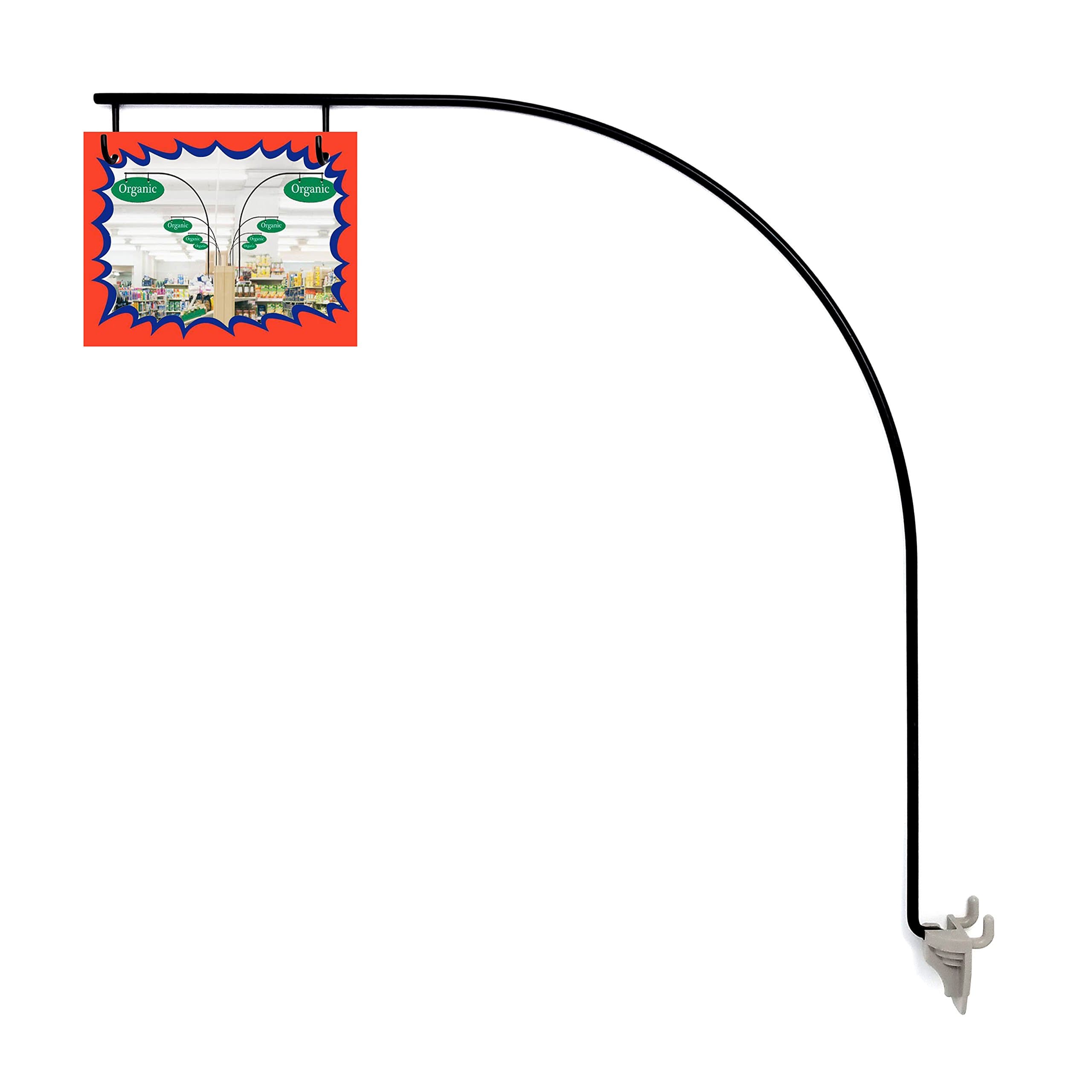 Curved Gondola Aisle Sign Holders, Store Walkway & Hallway Labeler, Black, 10 Pack