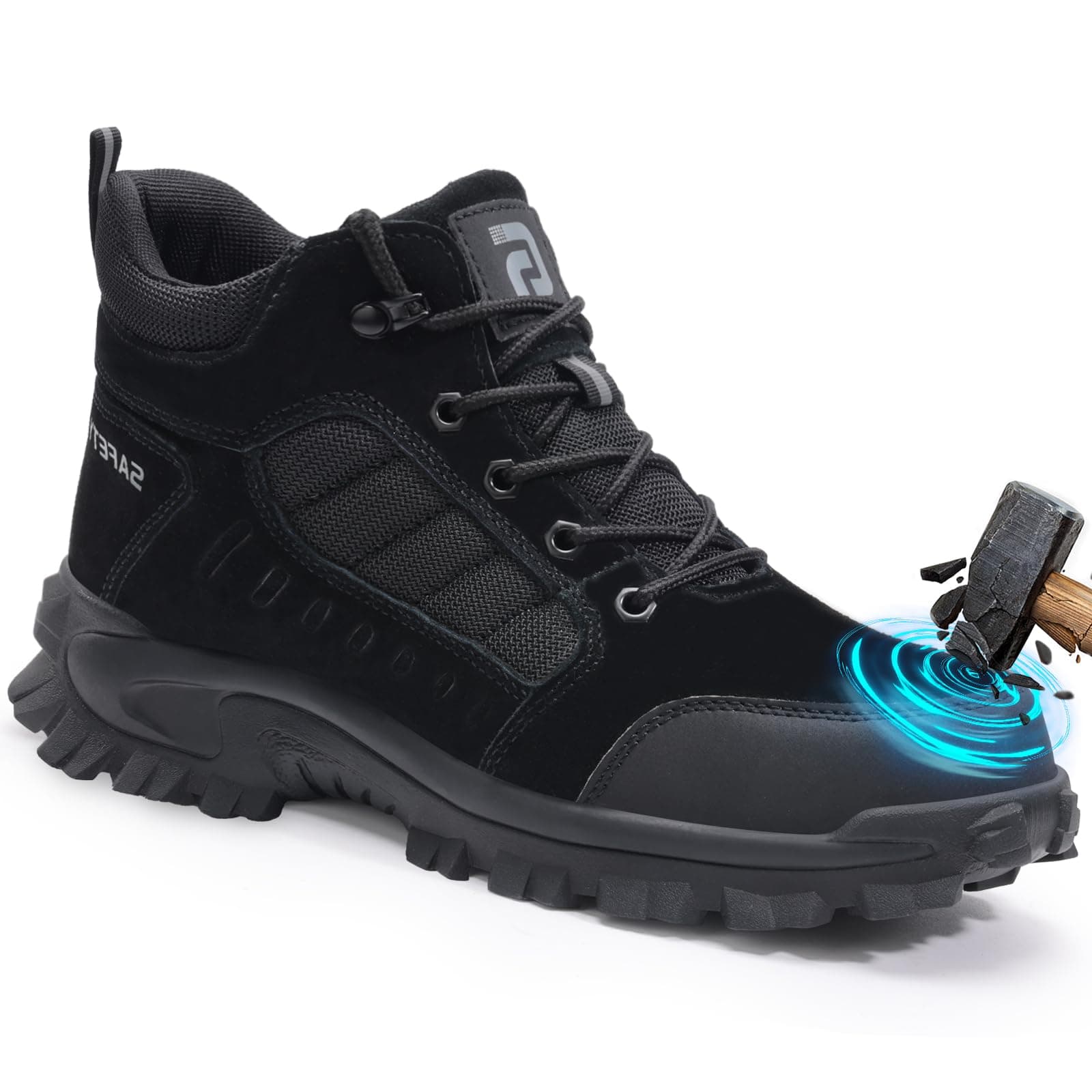 Steel Toe Boots for Men Puncture Resistant Safety Work Boots with Kevlar Midsole Industrial Lightweight Men's Work & Utility Protective Shoes for Construction Warehouse Factory