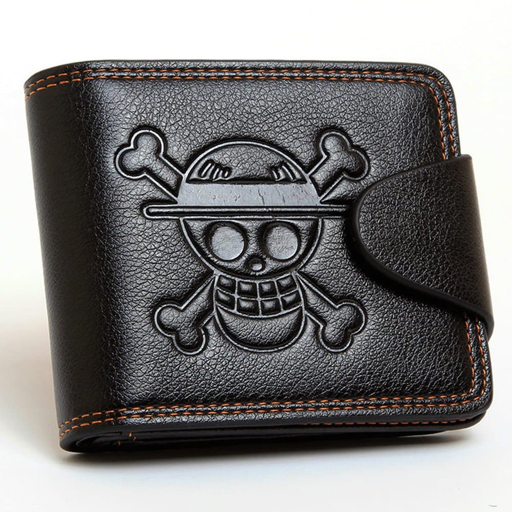 Takedream One Piece Monkey D. Luffy Anime Leather Wallet Skull Straw Flag Purse Black