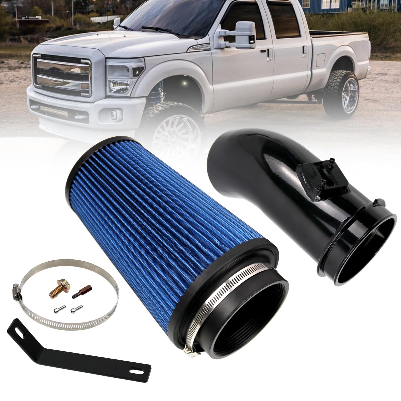 RULLINE 4" Air Intake System with Oiled Filter for Ford F250 F350 F450 6.7L Powerstroke Diesel 2011-2016