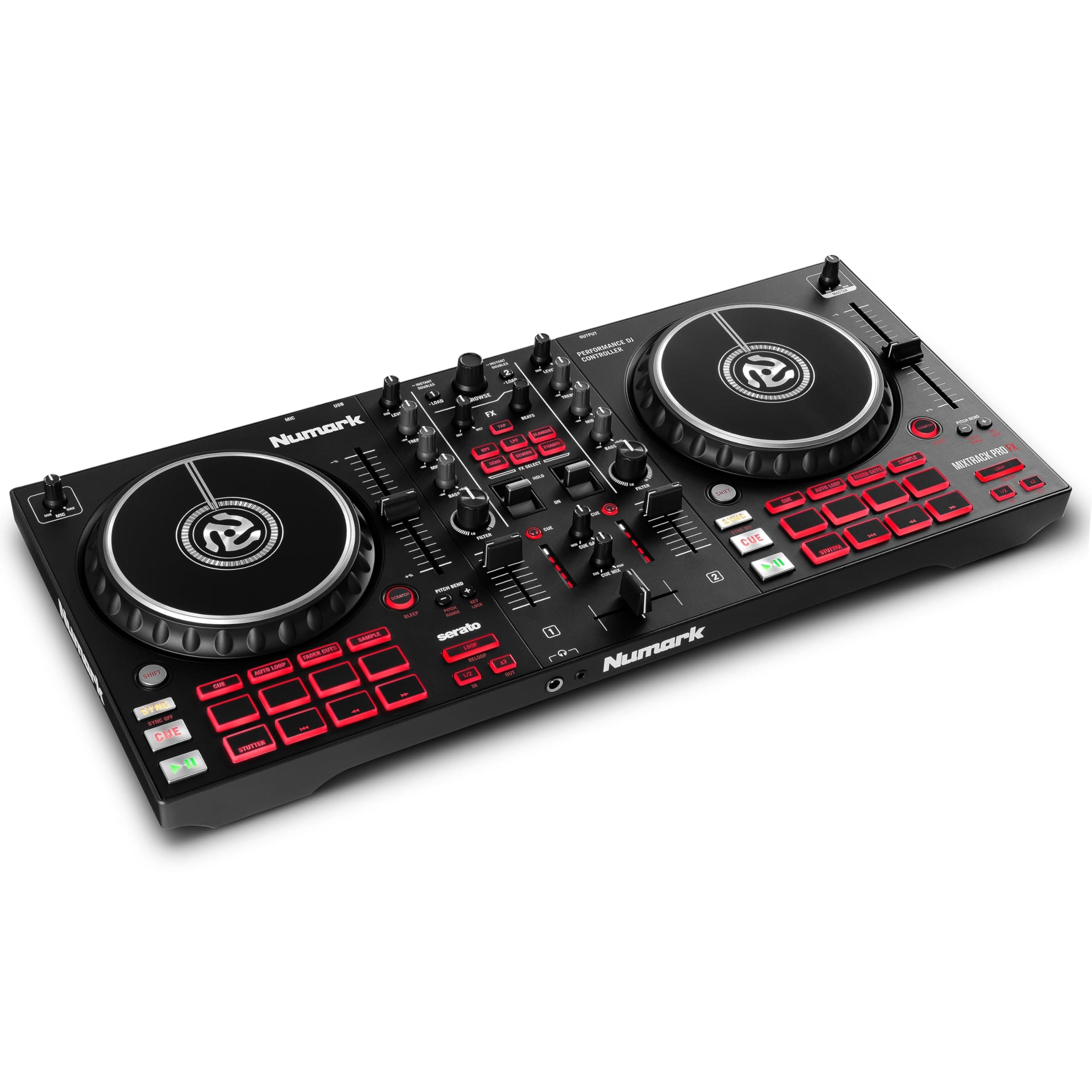 Numark DJ Controller 2 Decks Touch Sensor Jog Wheel Serato DJ Lite DJ Mixer Streaming DJ Equipment FX Paddle Built-in Audio Interface Numark Mixtrack Pro FX