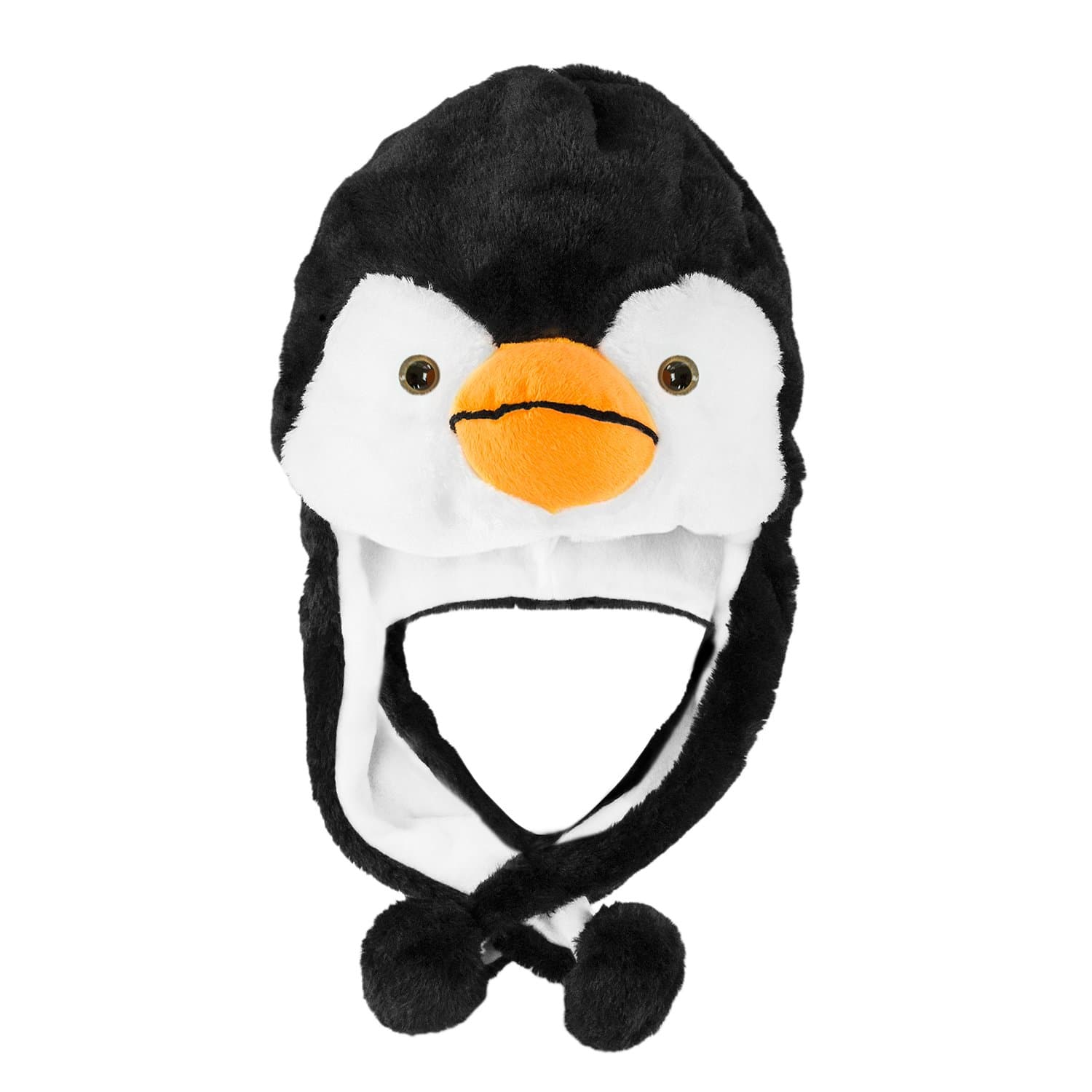 Super Z Outlet Penguin Plush Animal Winter Ski Hat Beanie Aviator Style Winter Black/White