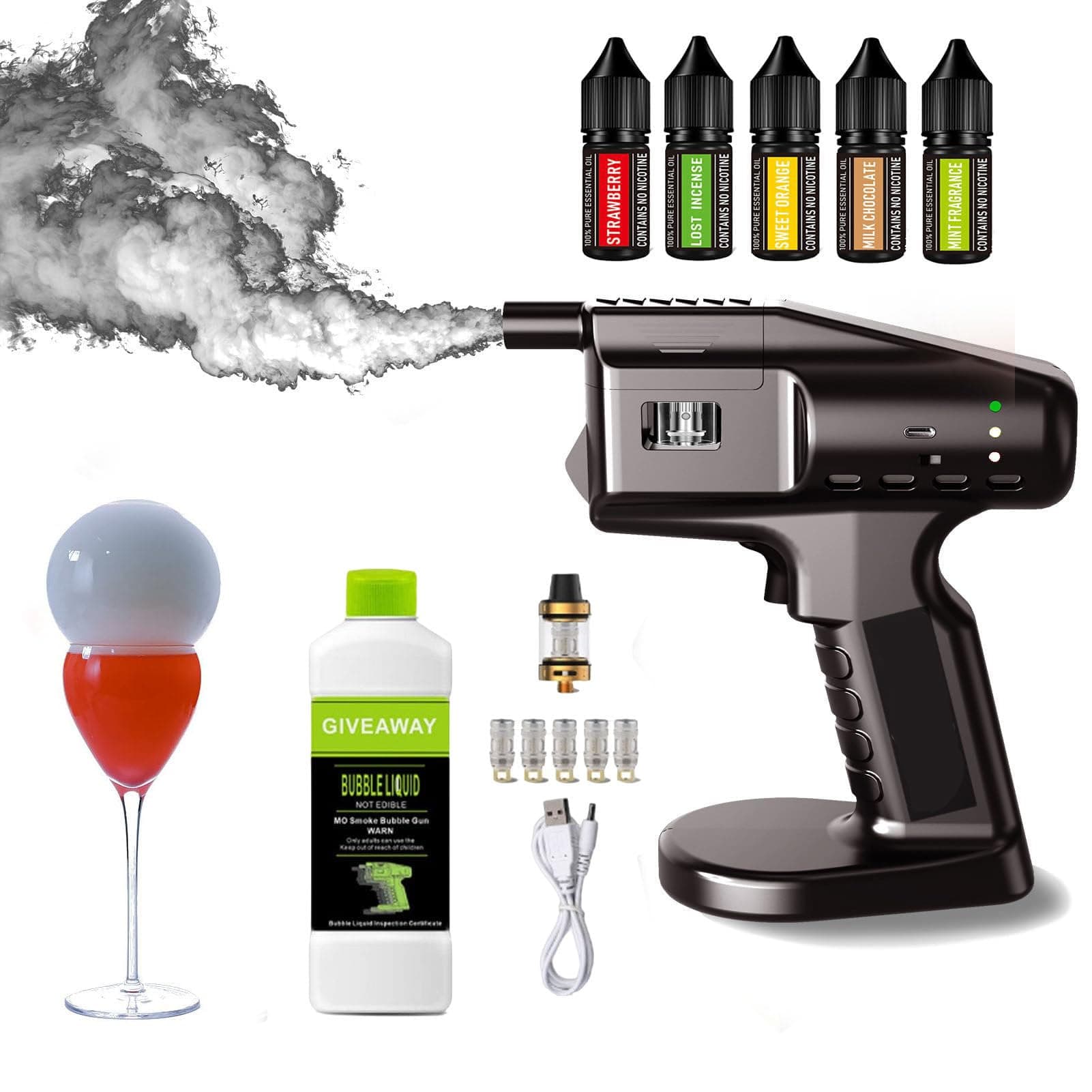 USB-Powered Smoke Infuser Gun, Cocktail Smoker Bubble Gun Kit, Portable Electric Cold Smoke Generator, Flavour Blaster, Smoking Machine