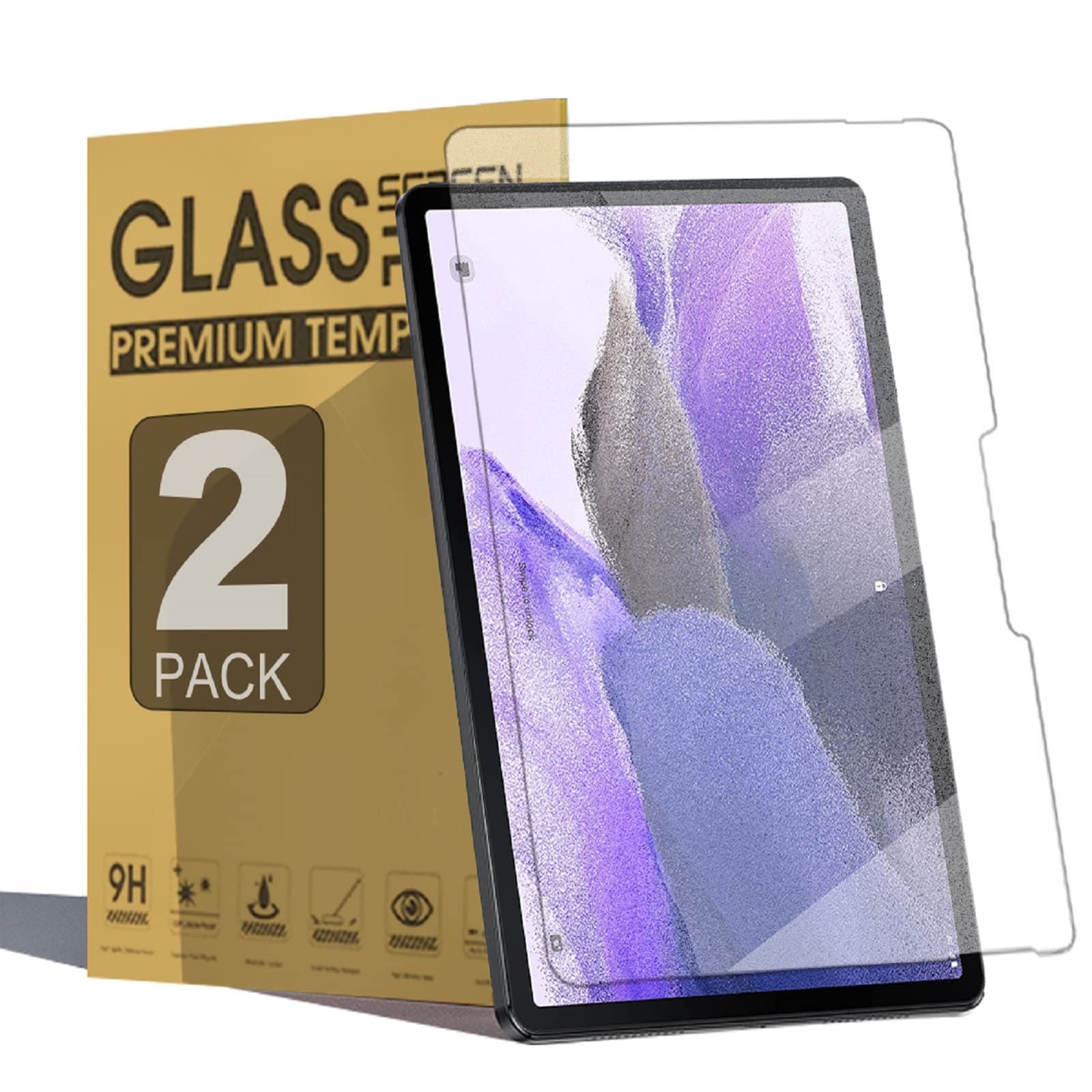 Junfire [2 Packs] Galaxy Tab S9 FE Plus/S9 Plus Matte Tempered Glass Screen Protector, Samsung Tab S7 FE/S8 Plus/S7 Plus 12.4“ Screen Film, Anti-Fingerprint/Bubble Free/Case Friendly/Anti Glare