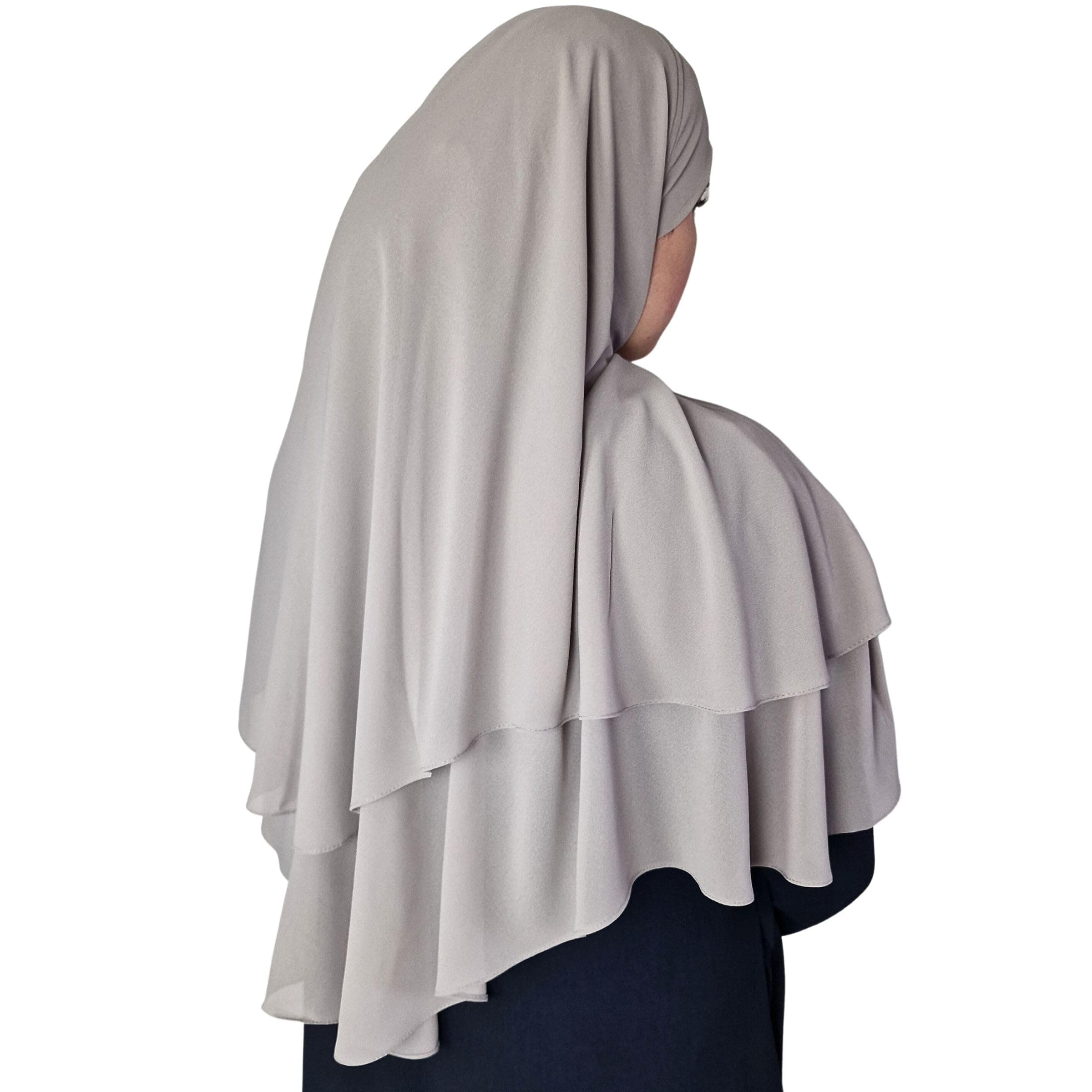 Hijab short Chiffon Khimar 2 layer Diamond cut Triangle Hijab Muslimah scarf one Piece Headscarf Chadors Arabia Islamic Prayer Dress Muslim Shawls