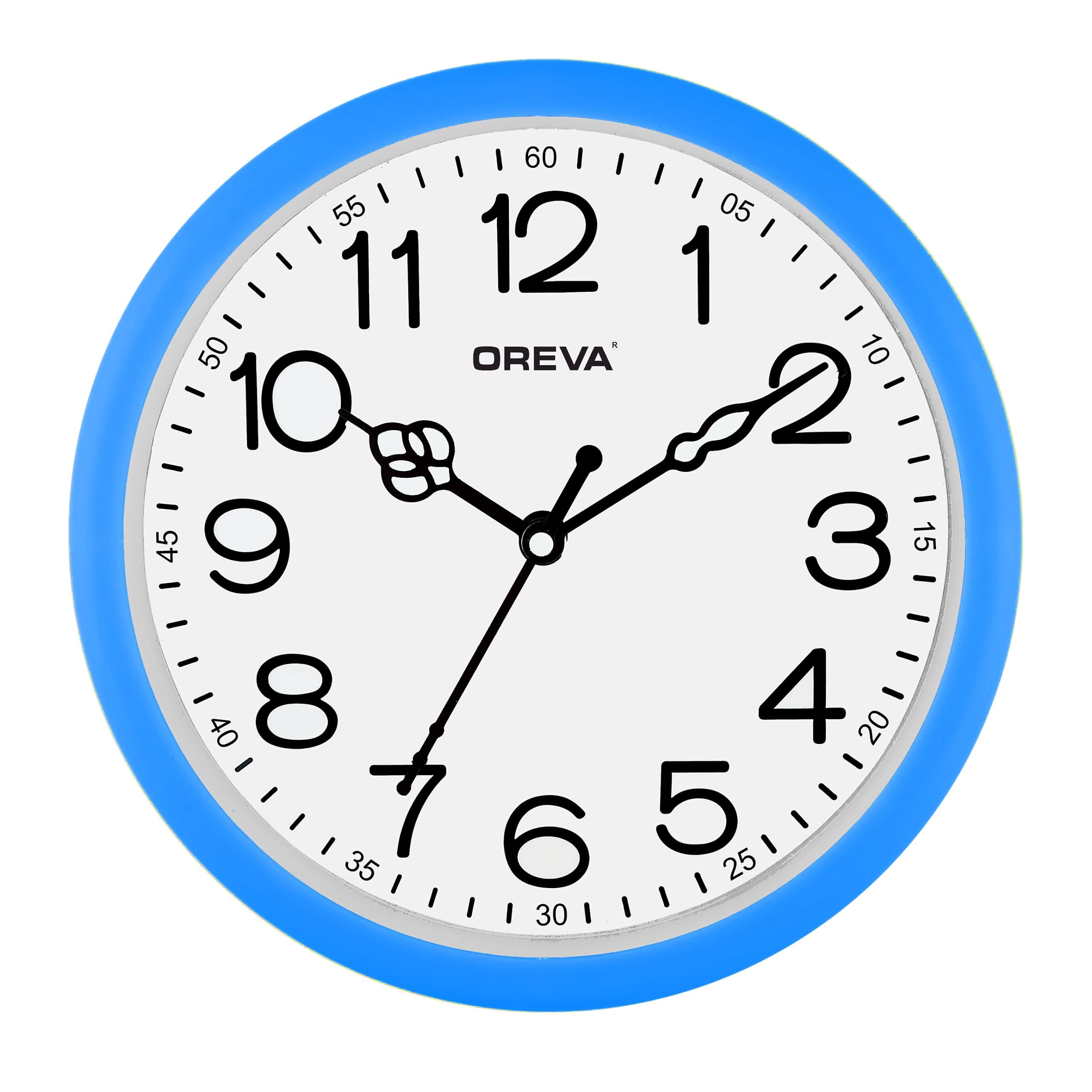 OREVA Plastic Round Shape Simple Small Wall Clock (19.8 x 4.1 x 19.8 cm, B Blue, AQ-6667)