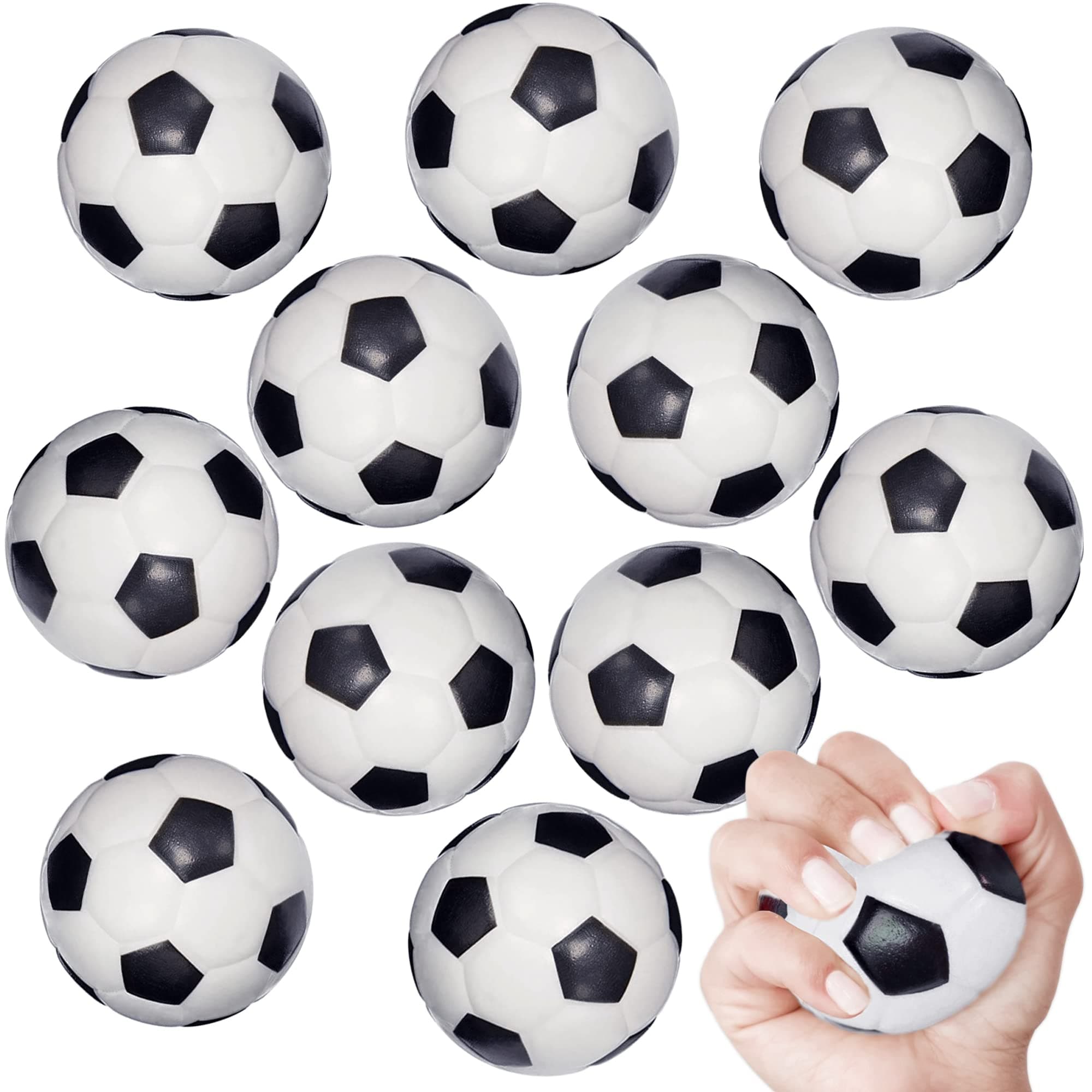 Mini Sports Balls for Kids Party Favor Toy, Soccer, Basketball, Football, Baseball (12 Pack) Squeeze Foam for Stress, Anxiety Relief, Relaxation