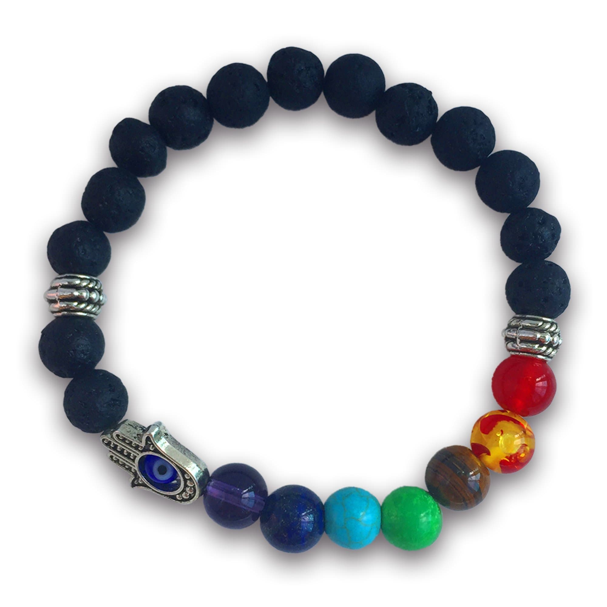 7 Chakras Real Lava Stone Bracelet for Women and Men - Helps Balance Your Chakras - Healing, Yoga, Meditation, Grounding, Self Confidence, Energy and Protection