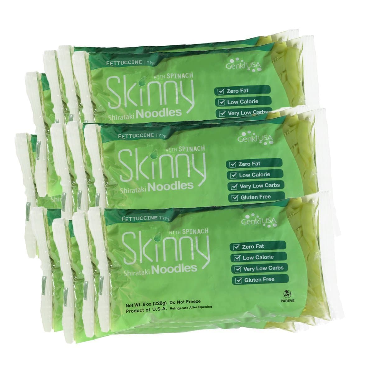 Skinny Noodles Shirataki Spinach Fettuccine, 8 Oz. (12-pack)