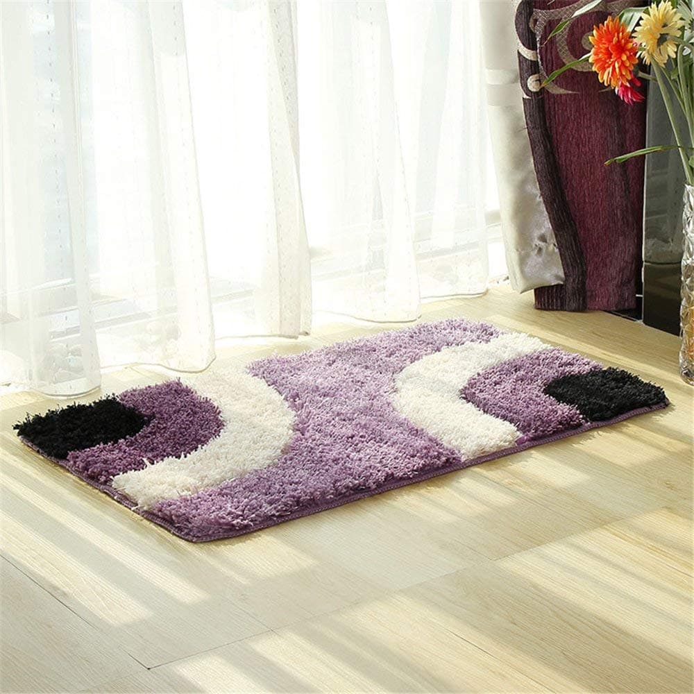Hepix Large Non-Slip Bathroom Rug Purple Shag Shower Mat Washable Bath Mats with Water Absorbent Soft Microfibers for Floor Bathroom Bedroom Living Room, 24 by 35 inch