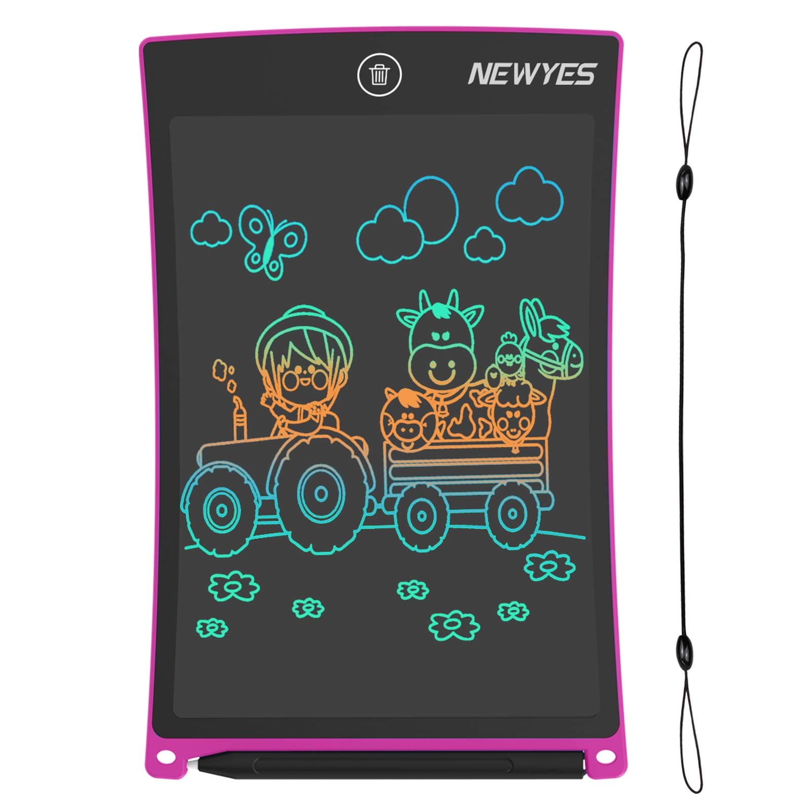 NEWYES8.5-Inch LCD Writing Tablet-Can Be Used as Office Whiteboard Bulletin Board Kitchen Memo Notice Fridge Board Large Daily Planner Gifts for Kids Black (Pink-colorful)