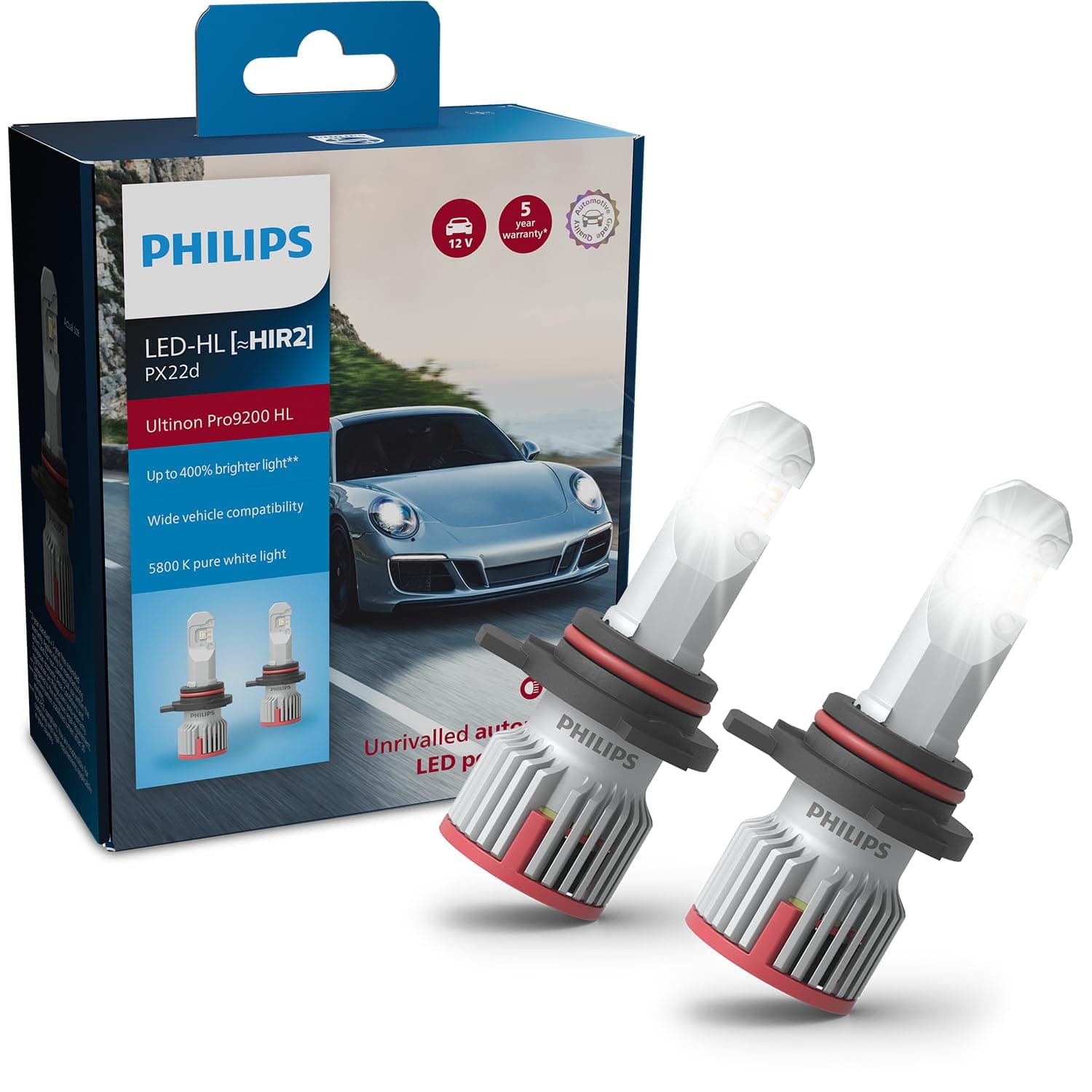 Philips automotive lighting Ultinon Pro9200 LED car headlight bulb (HIR2), +400%, 5.800K, set of 2