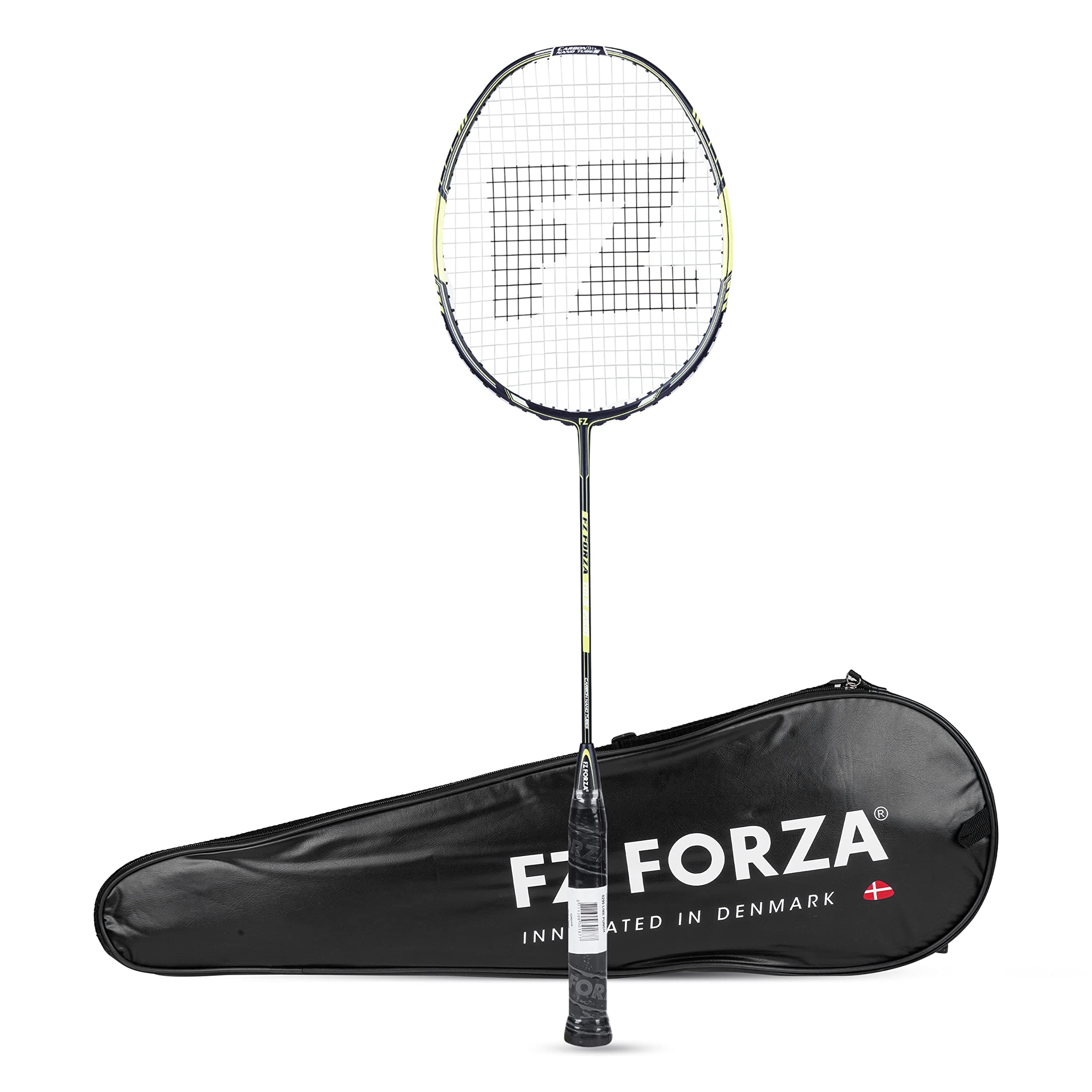 FZ Forza Tour 2000 Strung Badminton Racket (Yellow) with Full Cover - 3U (85-89g), G5 Grip, Carbon Nano Tubes Frame & Graphite Shaft, Medium Flex, Even Balance, 24-28 lbs String Tension