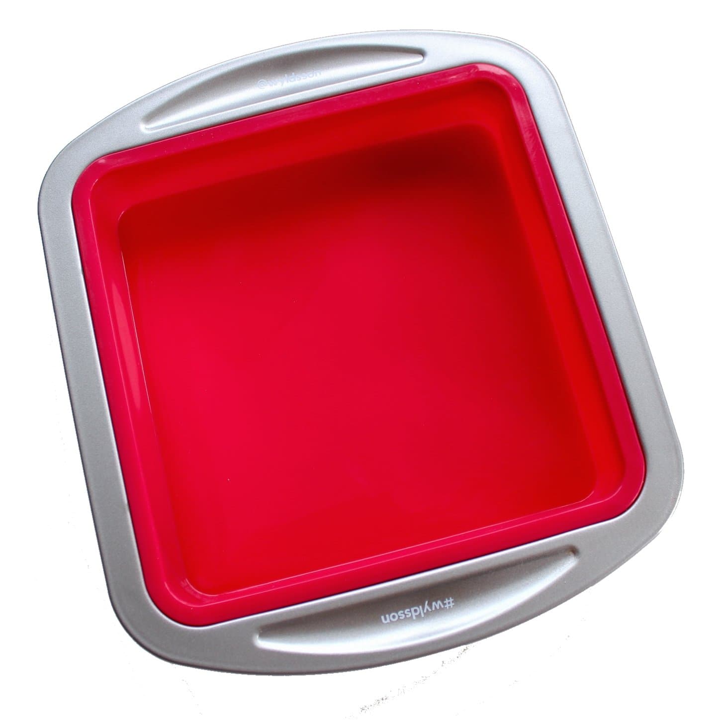 Brownie Tray/Flapjack tin, Non-Stick Silicone with Carbon Steel Rim, (17.5cm/6.9 inch Square, 3.6cm/1.4 inch deep). Square Cake Tray for Baking.