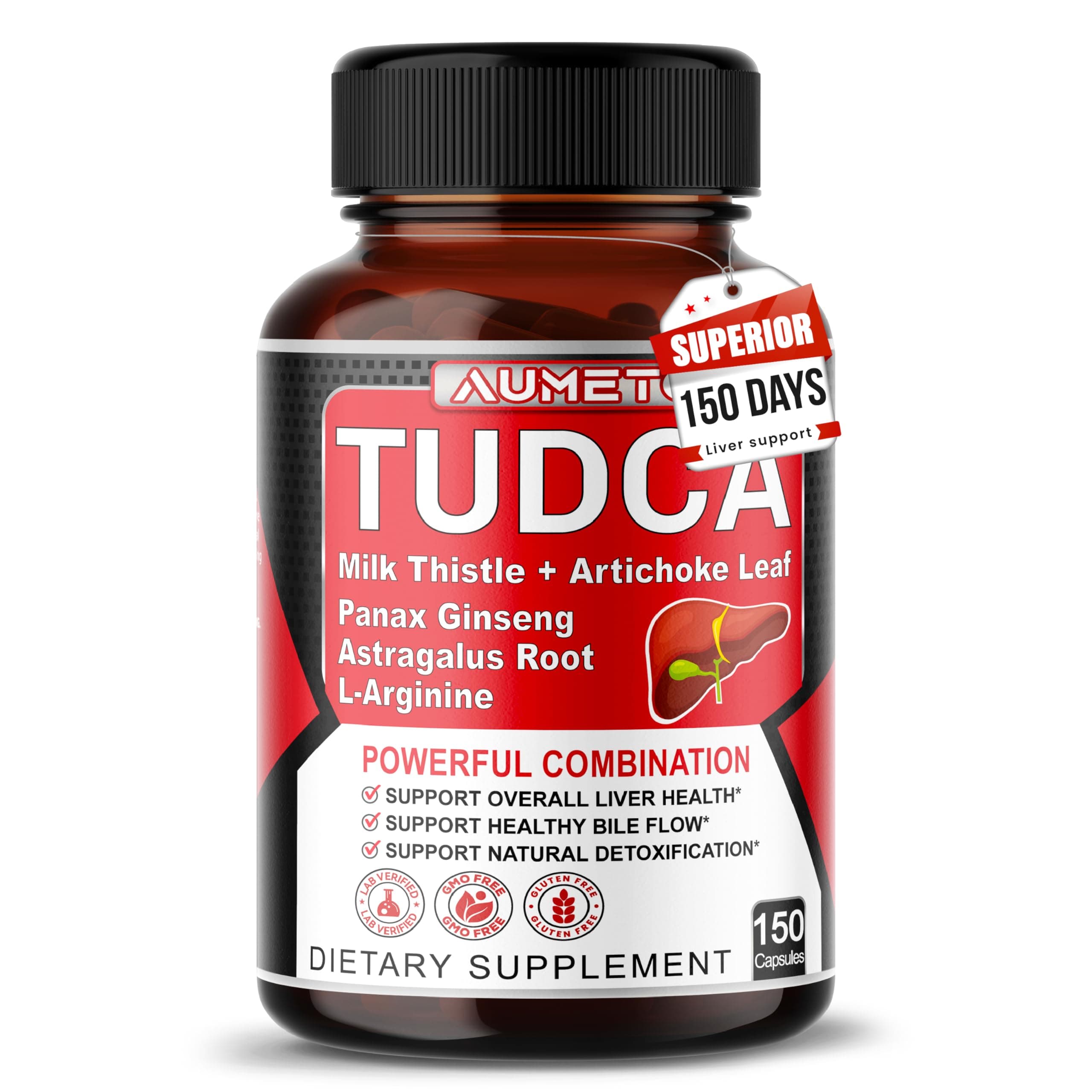 TUDCA Supplement (Tauroursodeoxycholic Acid) with Milk Thistle, Artichoke, Panax Ginseng, Astragalus - Bile Flow & Digestion Support (150 Count (Pack of 1))