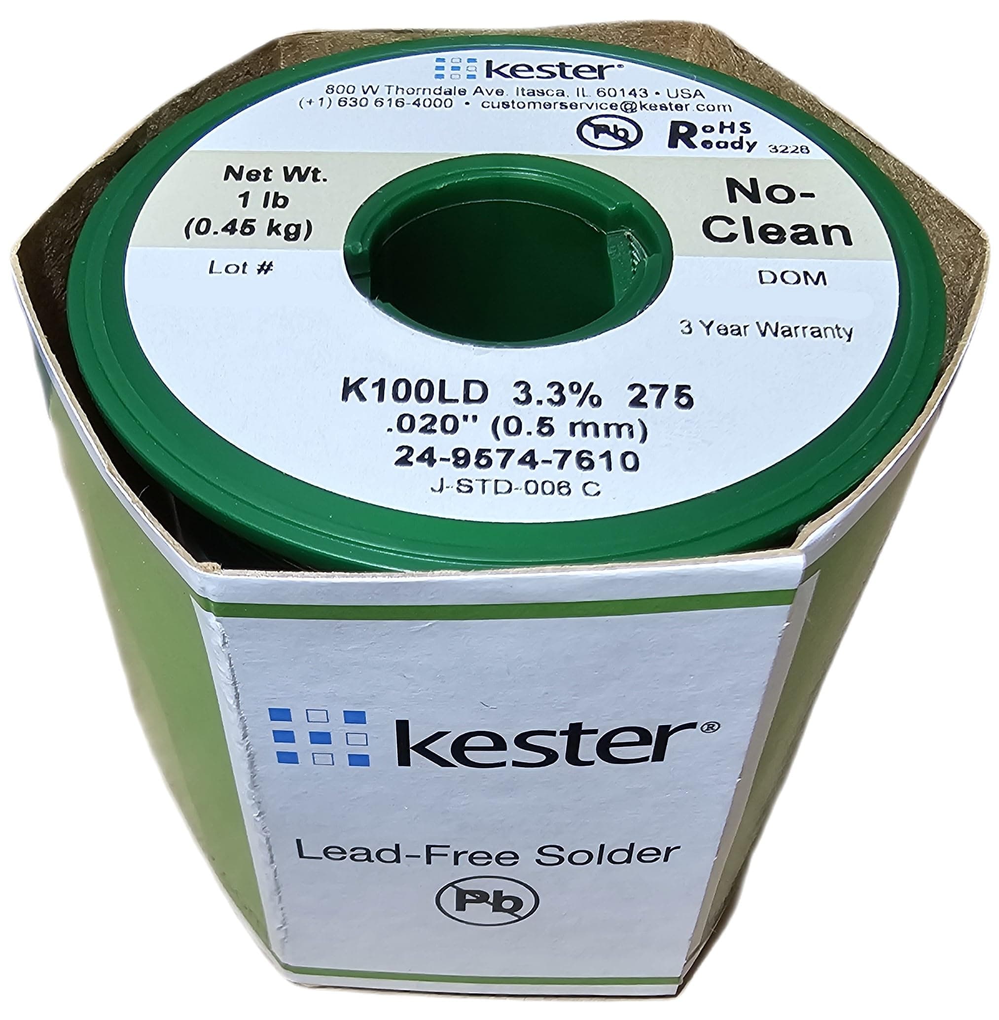 24-9574-7610 K100LD Lead-Free No Clean Wire Solder.50cm Diameter-Low Cost Alloy