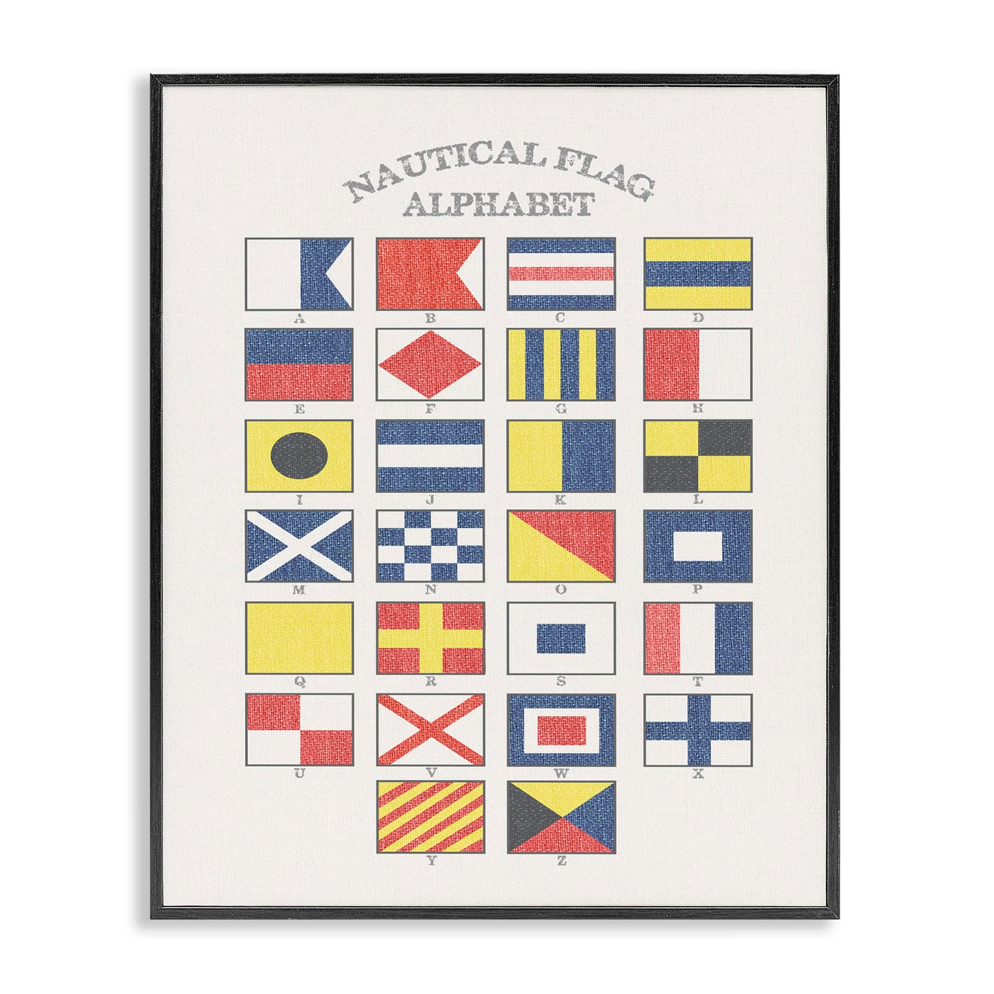 Stupell IndustriesNautical Flag Alphabet Black Framed Wall Art, 11 x 14, Design by Artist Daphne Polselli
