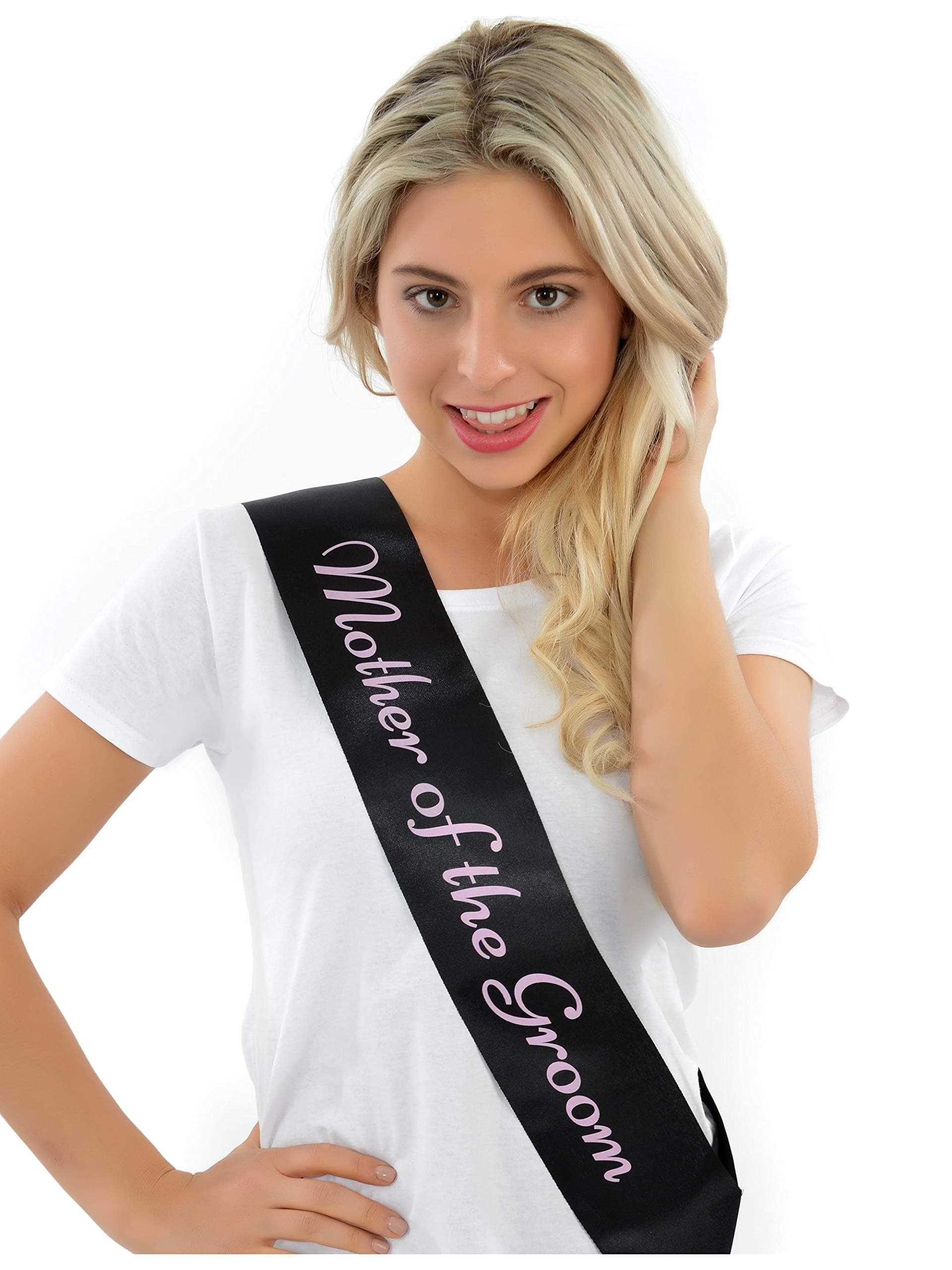 Hen Party Superstore Mother Of The Groom Sash Black With Pink Writing
