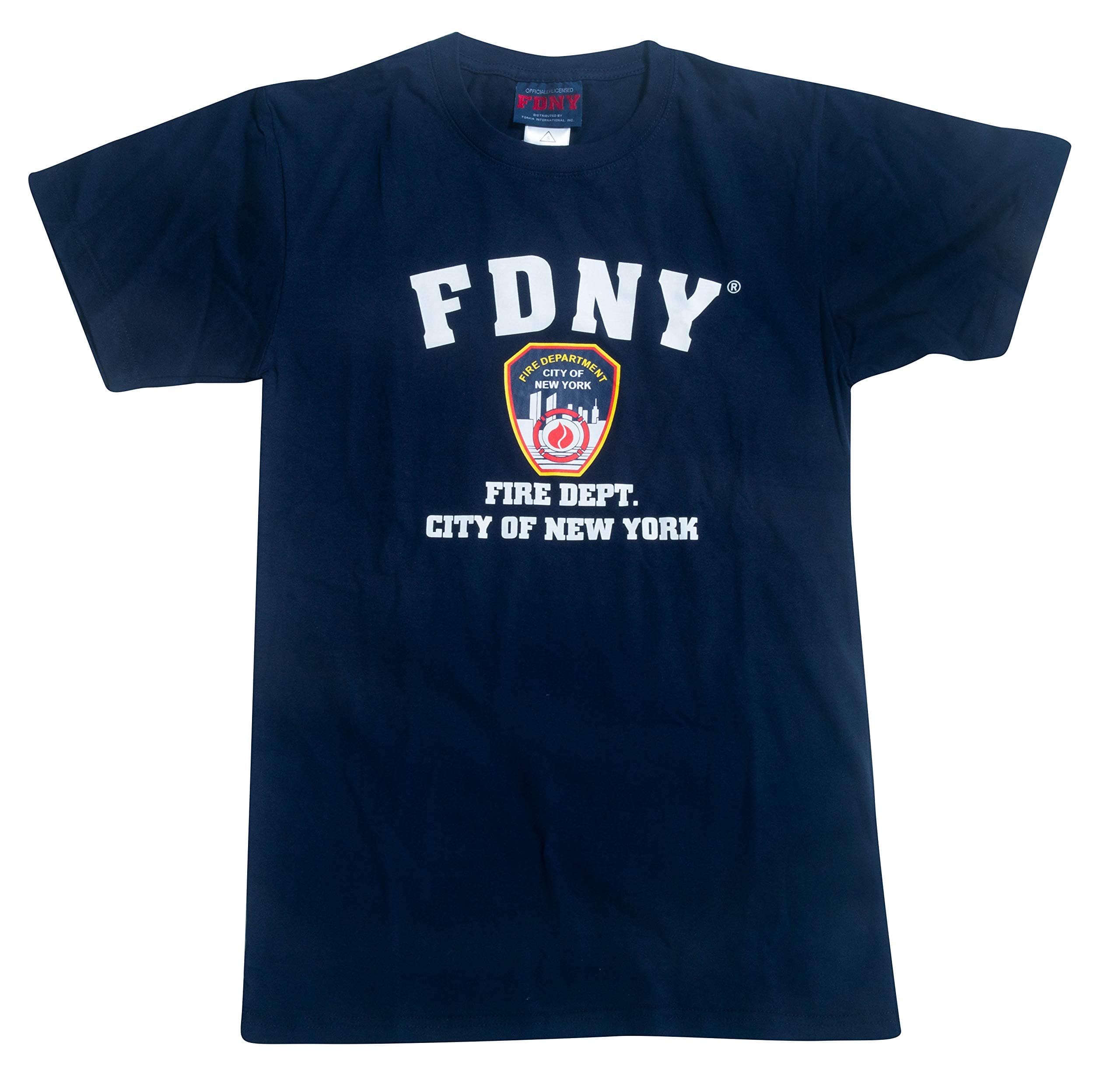 Officially Licensed City of New York Fire Department FDNY Emblem Navy Blue Cotton T-Shirt