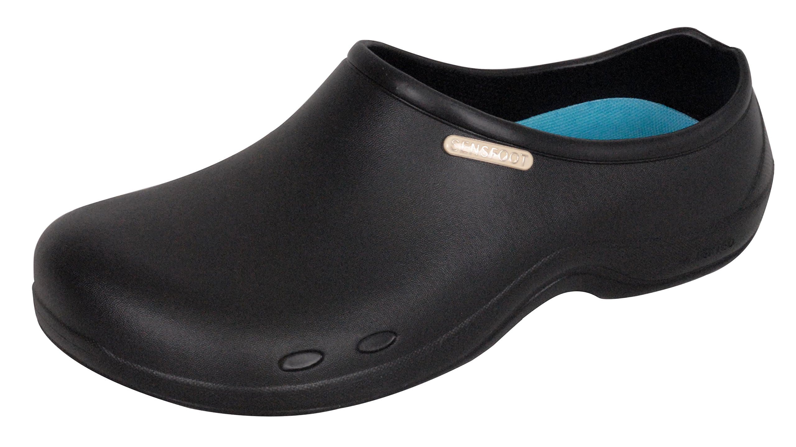 SensFoot Slip Mens and Womens Chef Clog Shoes for Kitchen Bathroom Work-Black