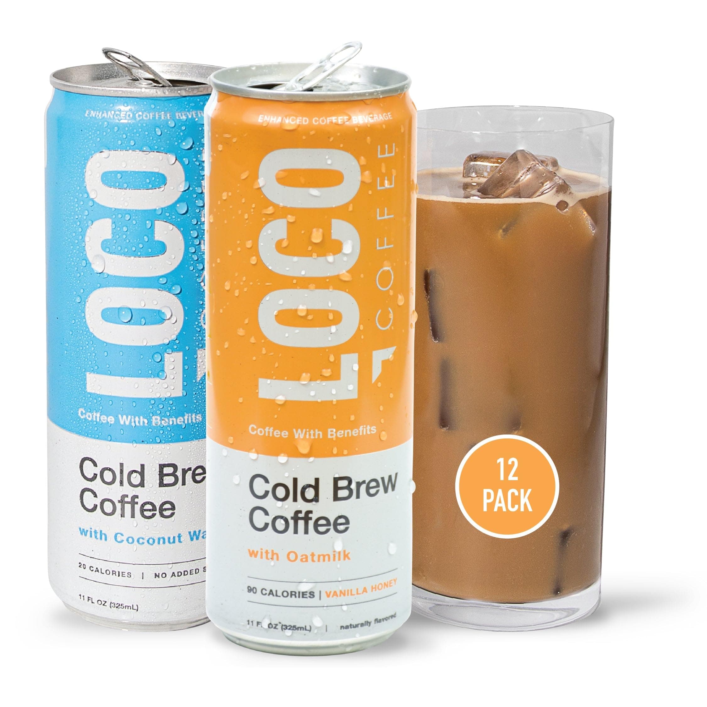 Loco Coffee Cold Brew With Oat Milk and Coconut Water Starter Pack [Variety Pack ] 11 Ounce Can, Pack of 12 | Gluten Free and Dairy Free | Low Sugar, Low Calorie