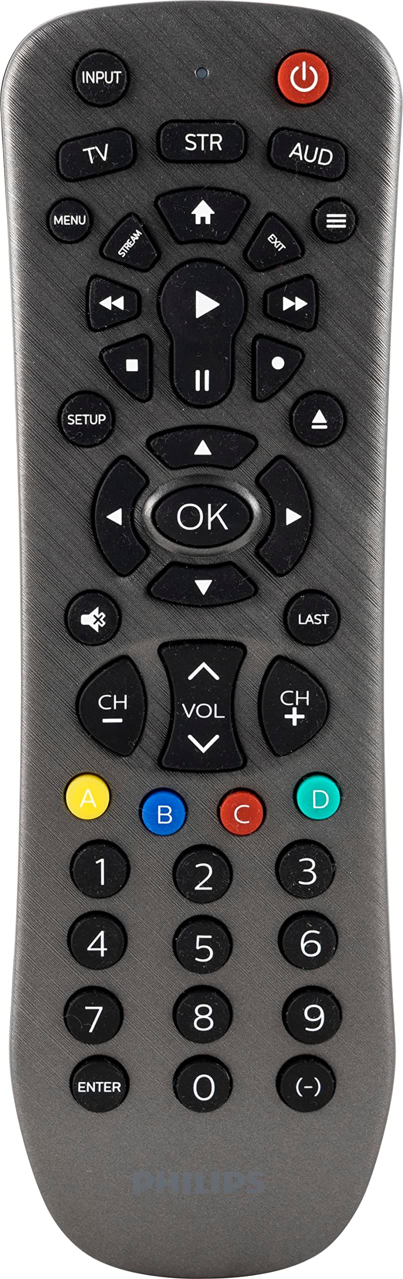 Philips Universal Remote Control for Samsung, Vizio, LG, Sony, Sharp, Roku, Apple TV, RCA, Panasonic, Smart TVs, Streaming Players, Blu-ray, DVD, Simple Setup, 6 Device, Graphite, SRP6229G/27
