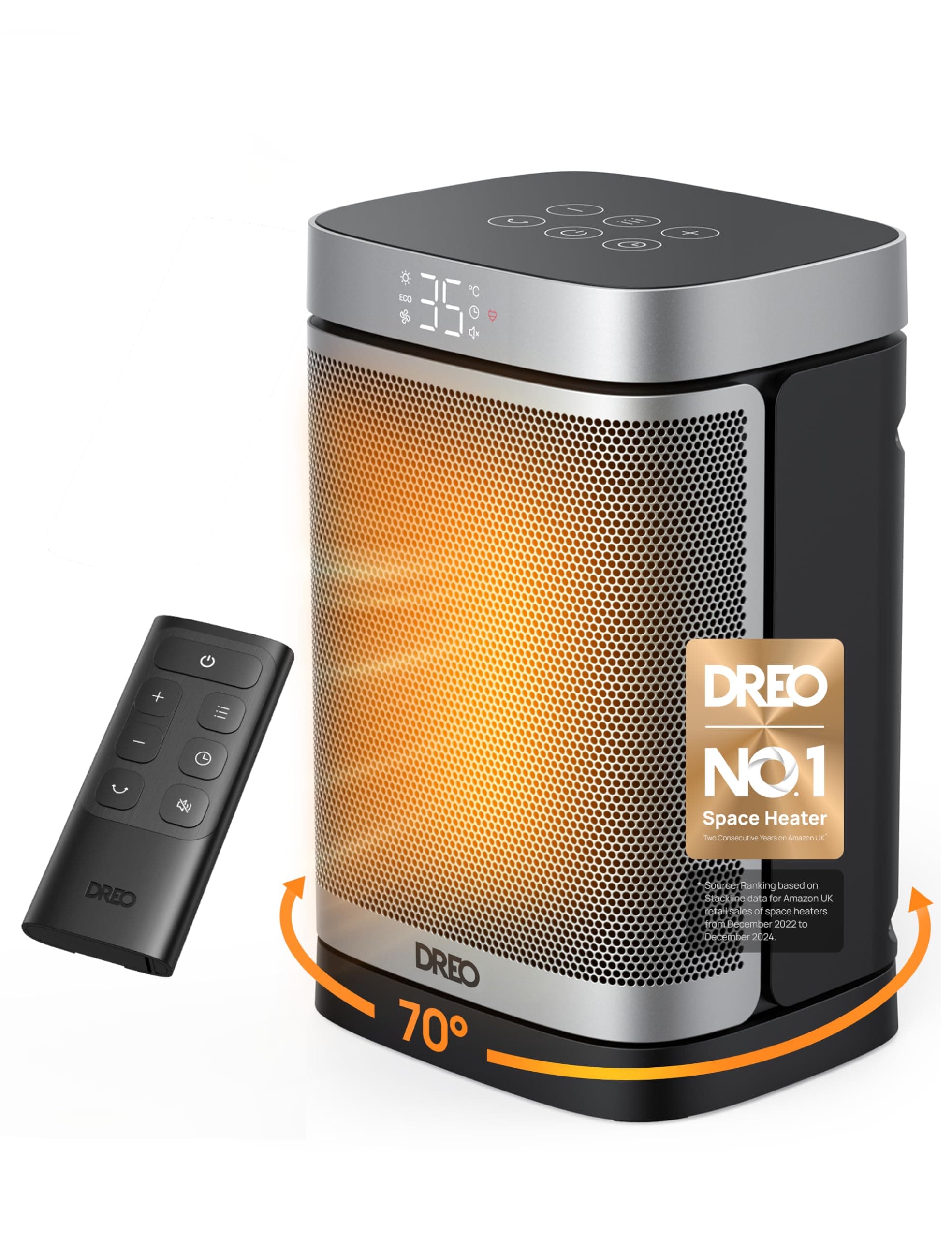 Dreo Electric Space Heater, 70° Oscillating Portable Heaters for Home, 1500W PTC Ceramic Heater with Thermostat, Remote Control, 3-Mode 3-Speed, 1-12H Timer, Overheat & Tip-Over Protection, ECO-Mode