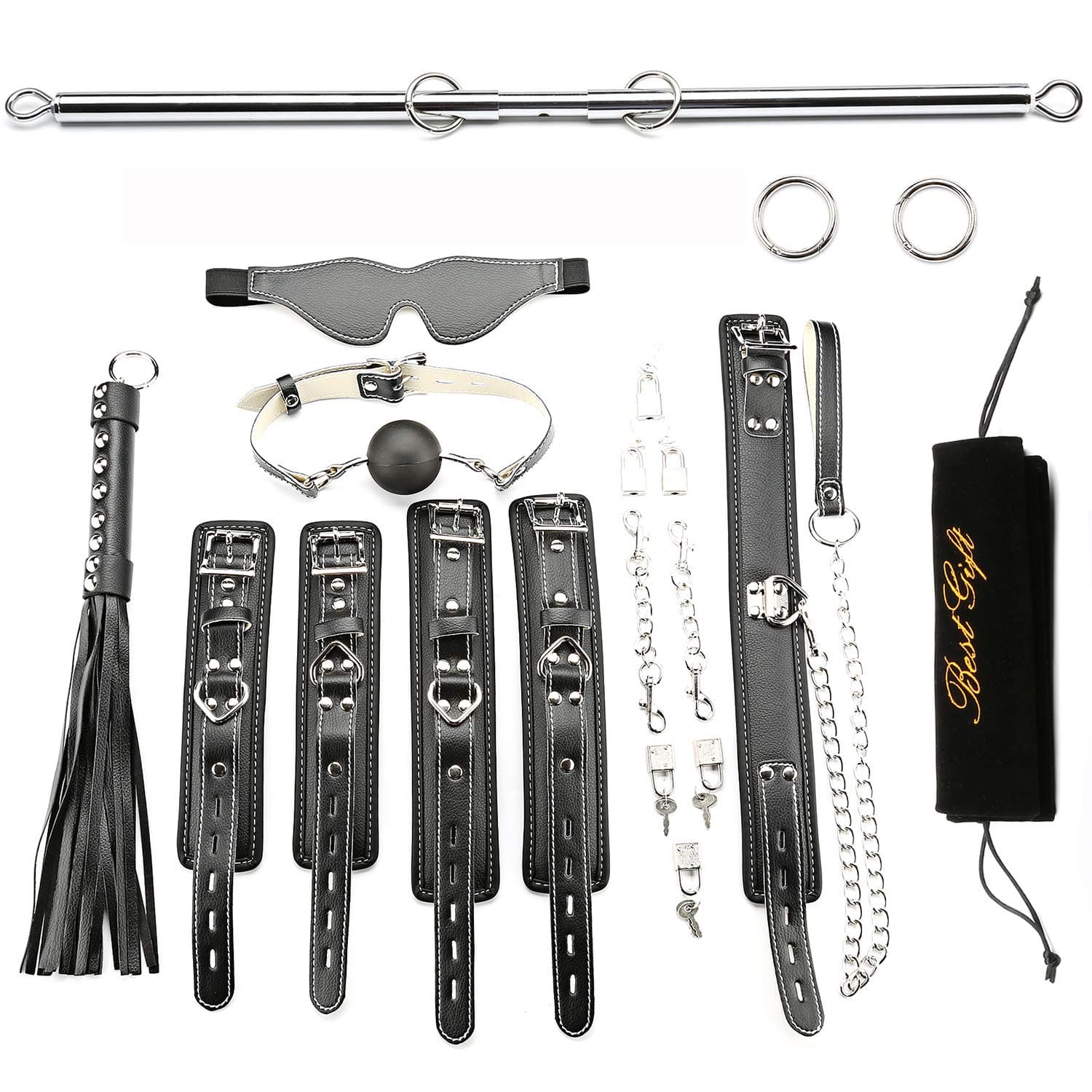 EXREIZST Expandable Spreader Bar Set with Bag and Premium Soft Pad Leather Straps System Set Adjustable Home Yoga Bar Kit