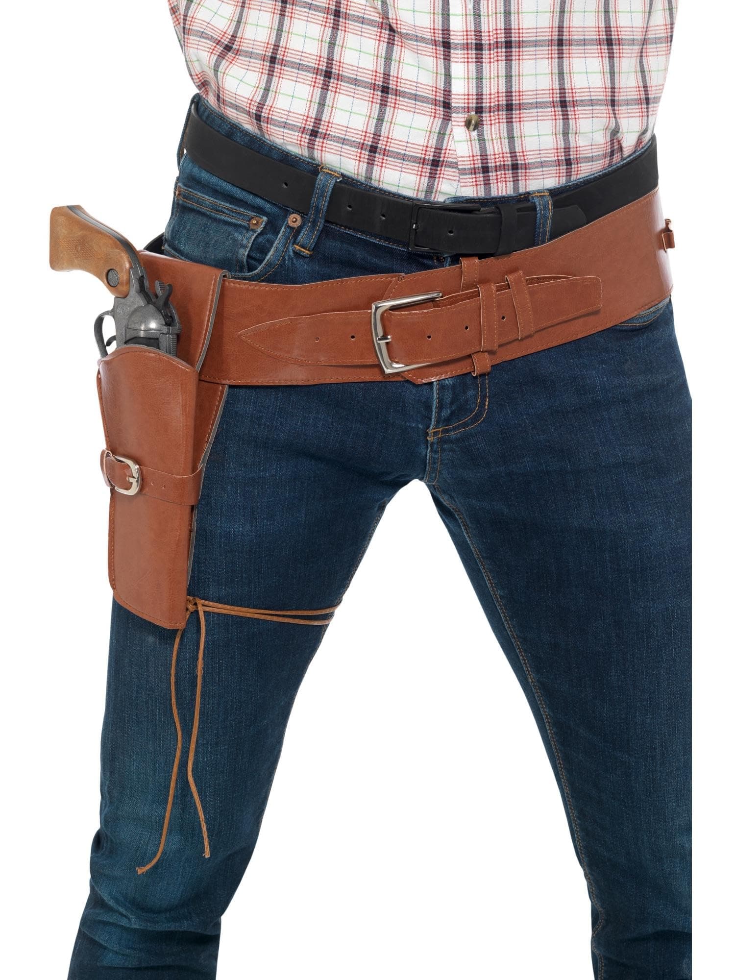 Smiffy's Faux Leather Single Holster with Belt, Unisex-Adult, One Size