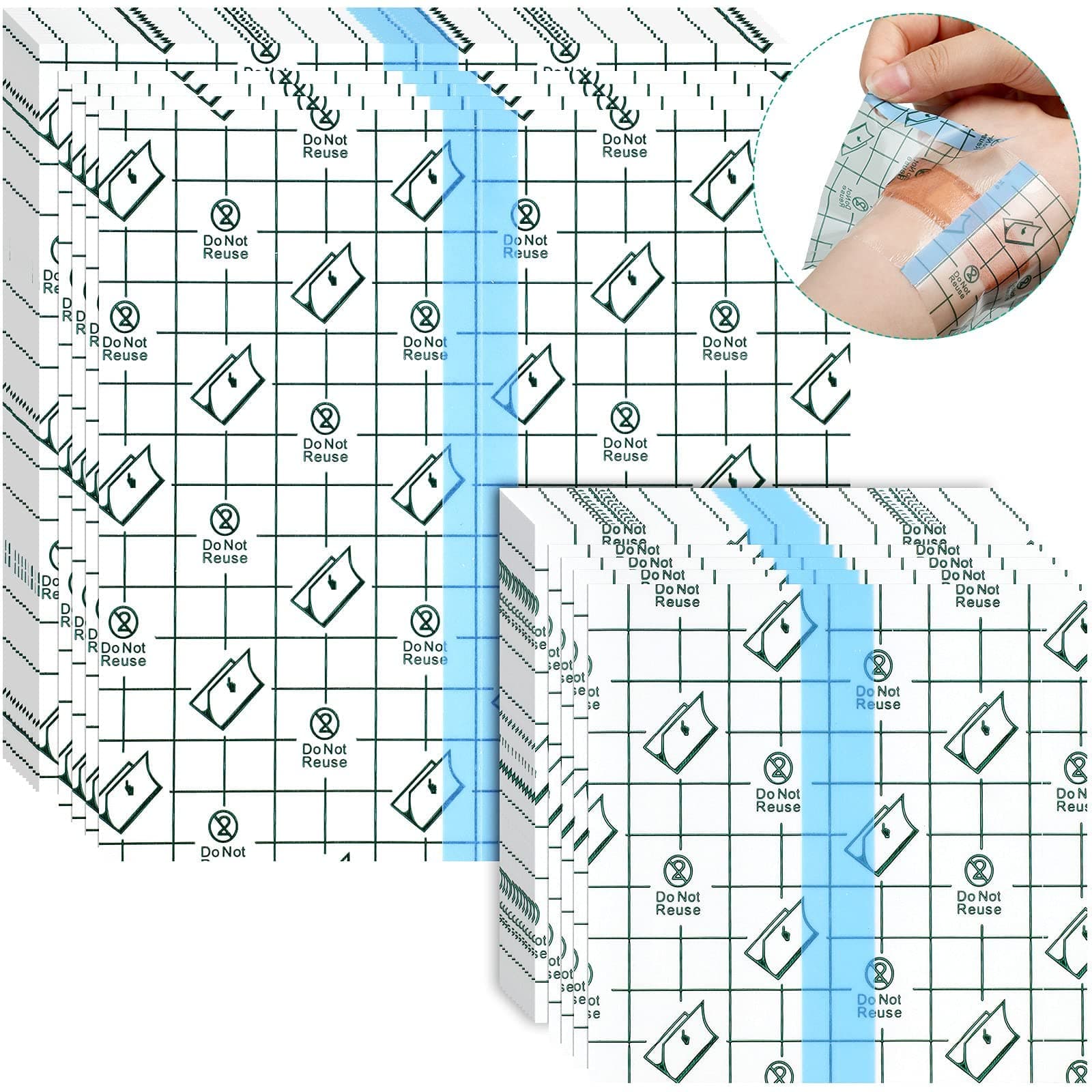 – 50 Pieces Shower Waterproof Patch Transparent Stretch Adhesive Bandage Waterproof Clear Adhesive Bandages Tattoo Protective Transparent Film Adhesive Bandages for Tattoos (4 x 4 Inch, 6 x 6 Inch)