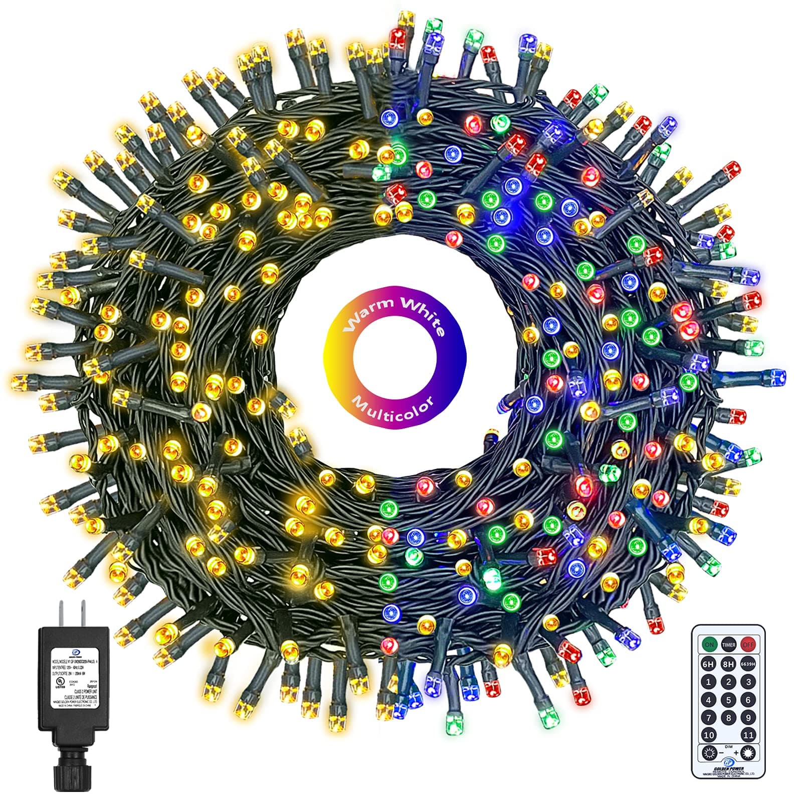COLCOW Christmas String Lights Outdoor Indoor, 800 LED 272ft Super Long 11 Modes & Timer Remote Waterproof Fairy Twinkle Light for Christmas Wedding Party Tree Patio Decor, Warm White Mixed Multicolor