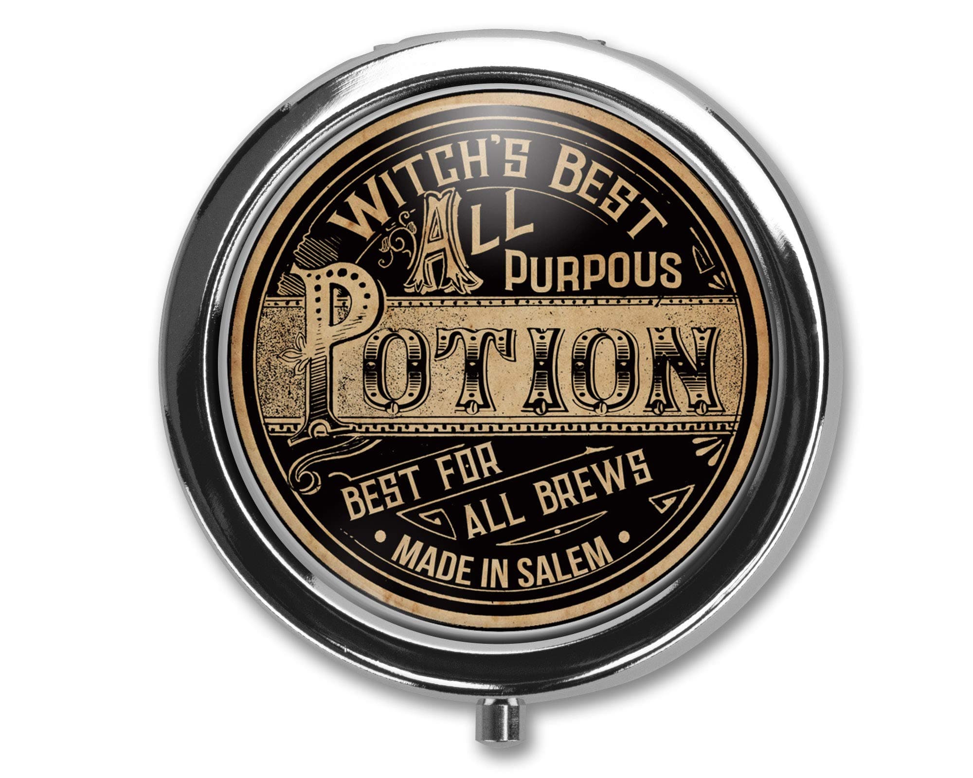 GYUTAE PARK Vintage Potion Label Pill Box Case Pillbox Holder Trinket Stash Box Arsenic Vintage Style Medicine Vitamin Pill Organizer Case