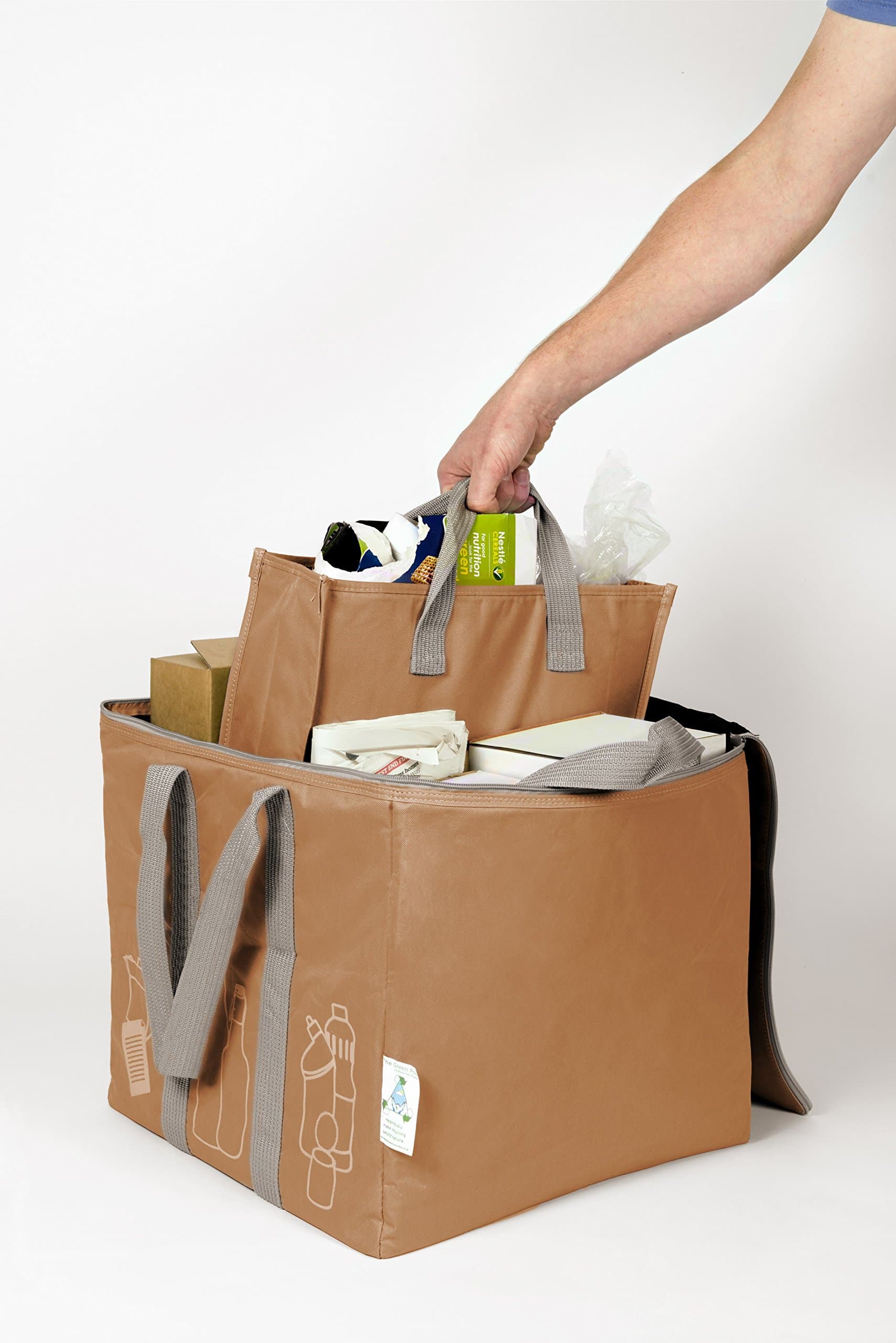 The Patented Green Pod Recycling Bag - with removable bags inside (Brown,80 Litre)