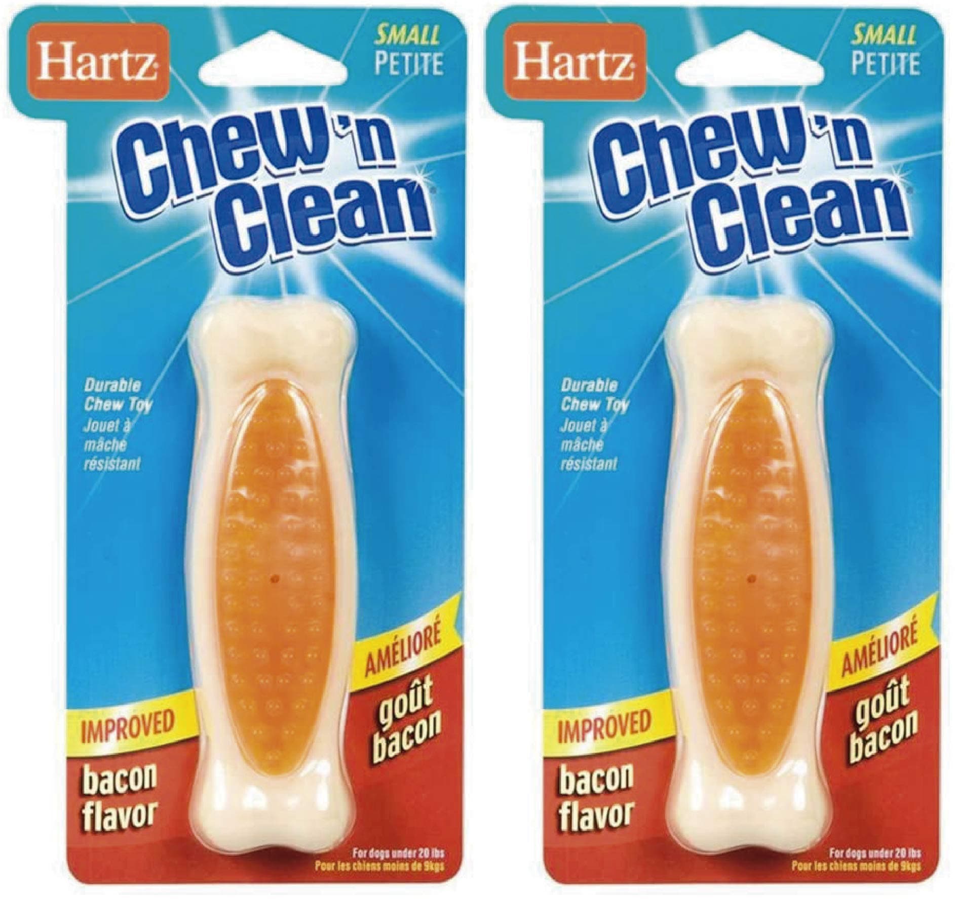Hartz Chew'n Clean Tuff Bone Bacon Flavored Small Dog Toy (Pack of 2)