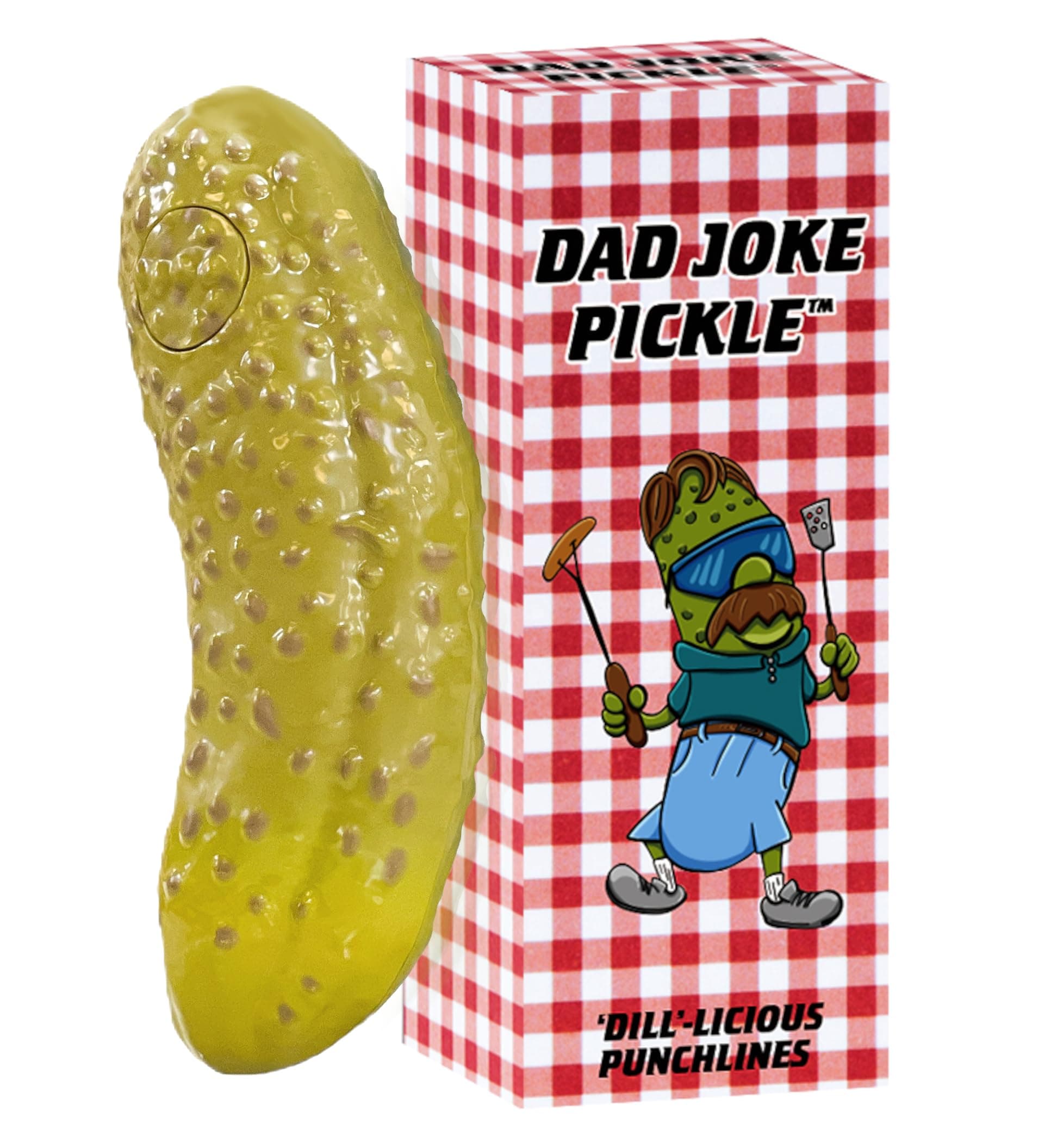 DR DINGUS Dad Joke Pickle Button - +100 Best Jokes - Dill-lightful Gift for Father or Family - Makes Everyone Laugh