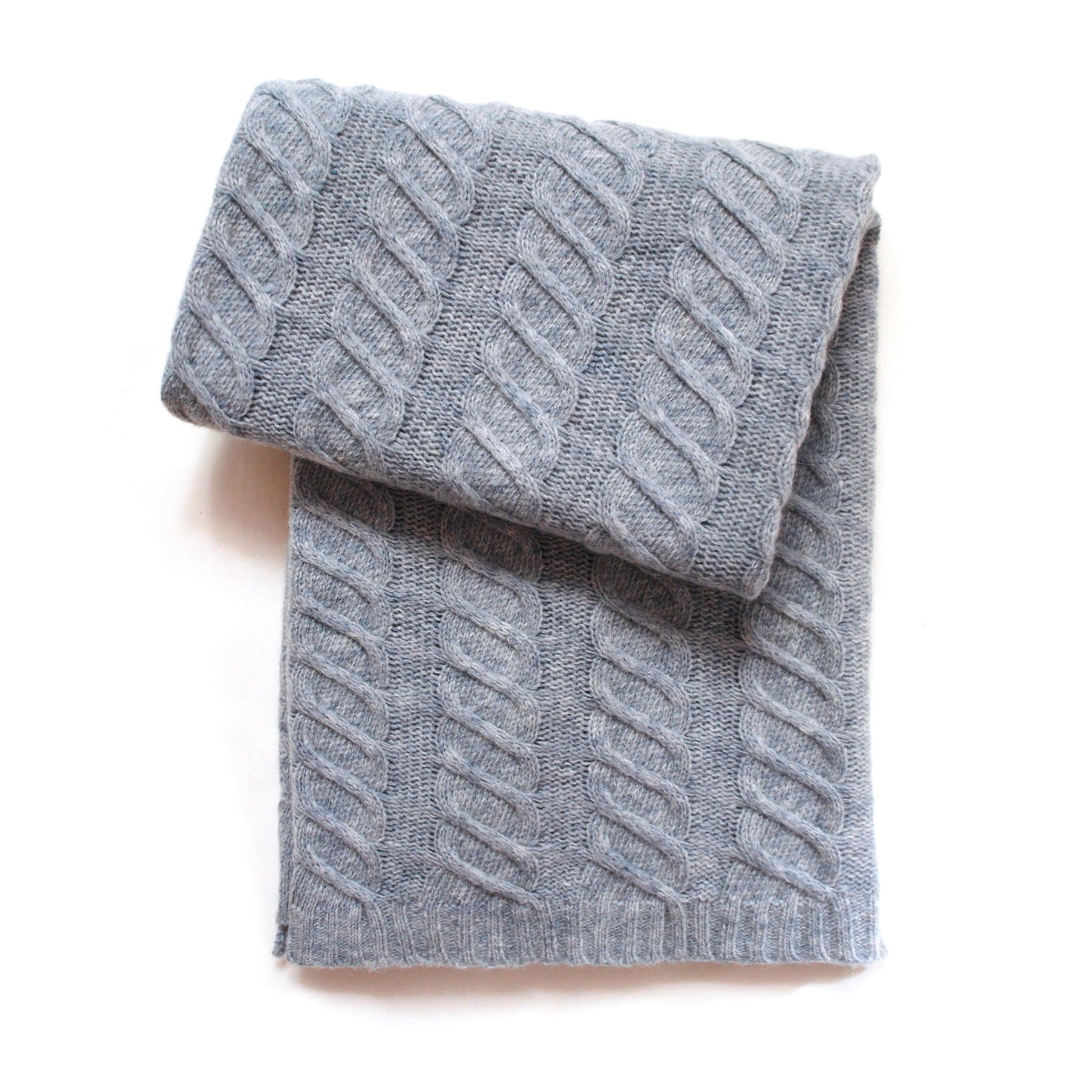 Esteffi Chunky Cable Wool-Blend Baby Blanket, Grey