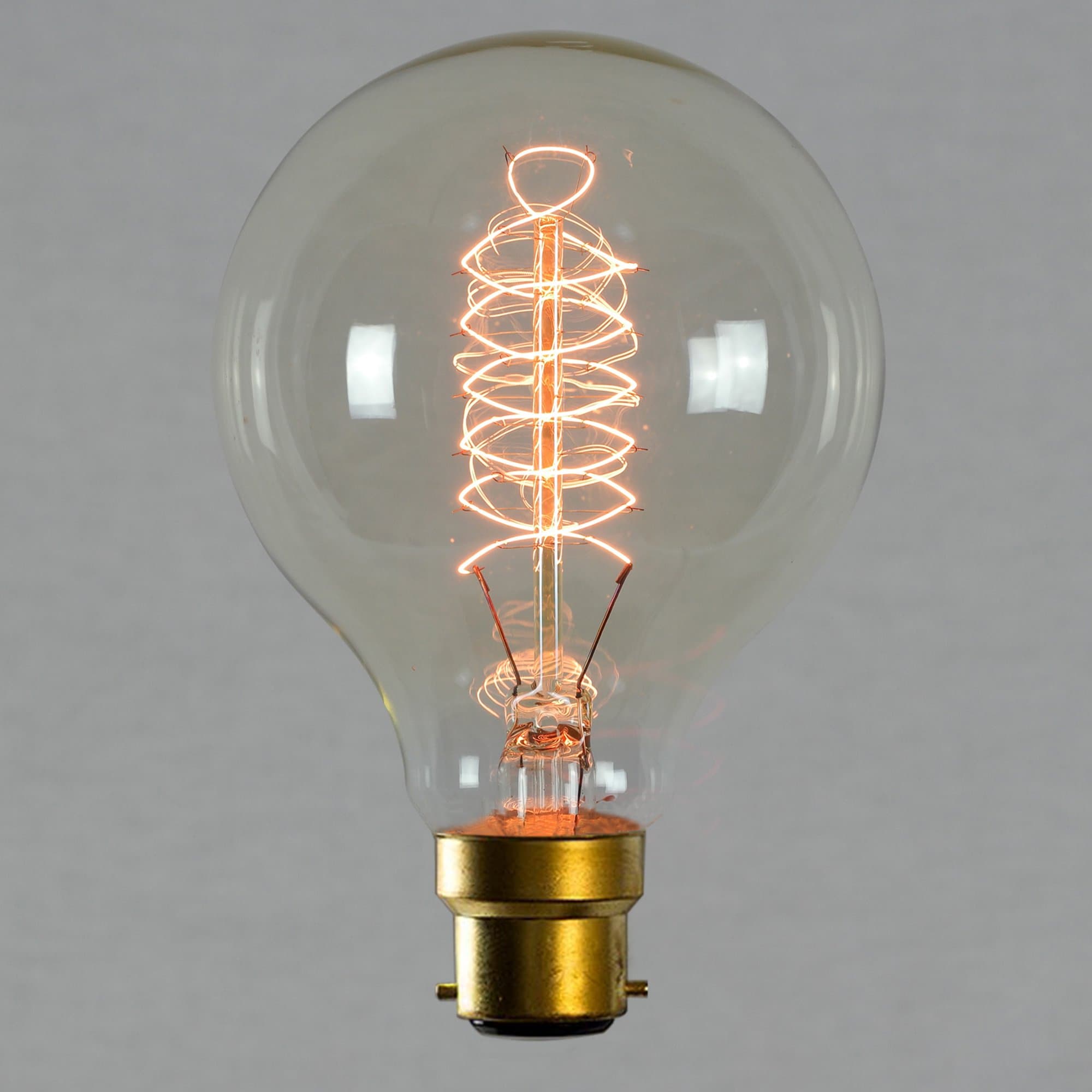 Vintage Edison Light Bulb 60w - Spiral Globe 80mm B22 BC Dimmable - The Retro Boutique ®