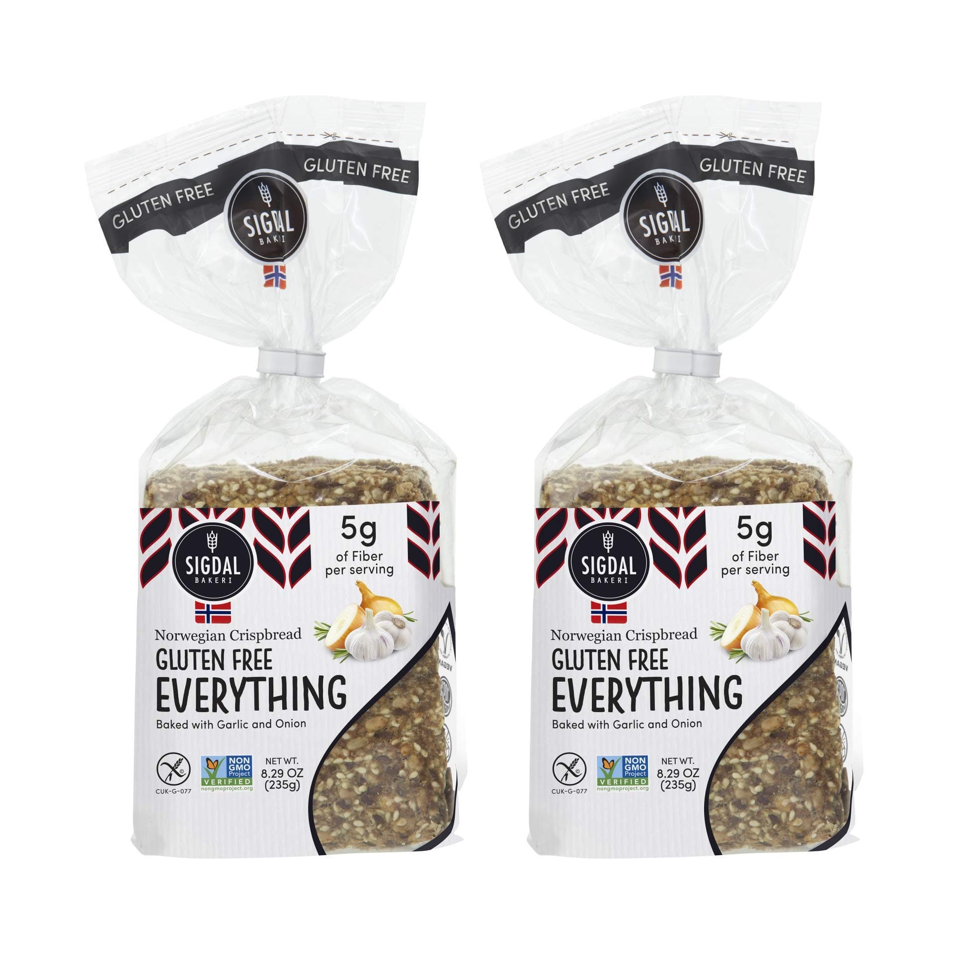 Bakeri All Natural Norwegian Crispbread - Non GMO, Vegan, Sugar Free, High Fiber, Low Carbs, High Protein, Wholegrain Snack Crackers With Up To 46% Seeds (Gluten Free Everything, 2 Pack)