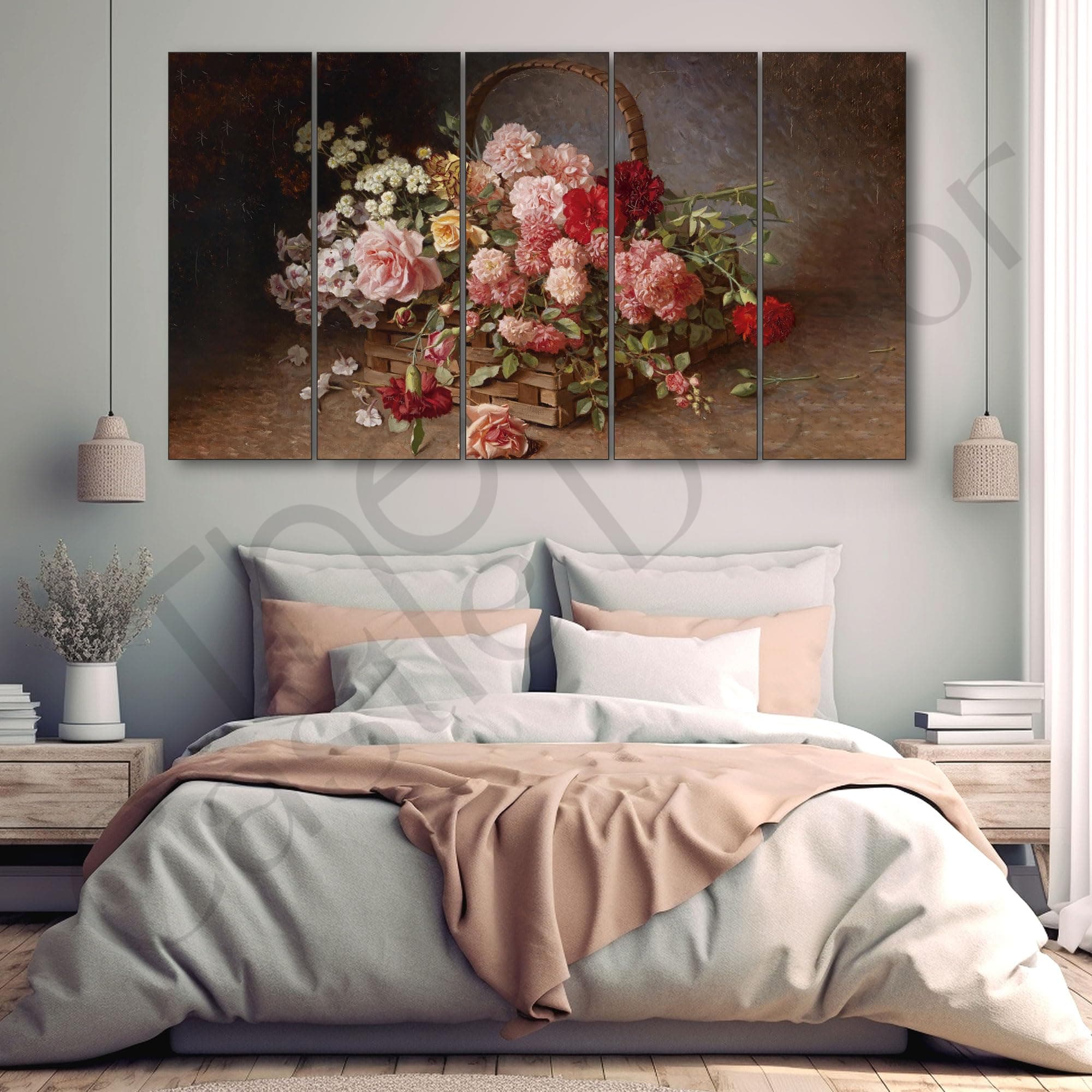 The Castle Decor Flowers painting with frame Big Size 27x48 Wall art for living room,Bedroom,Drawing room,Hotels-Wooden Framed-375