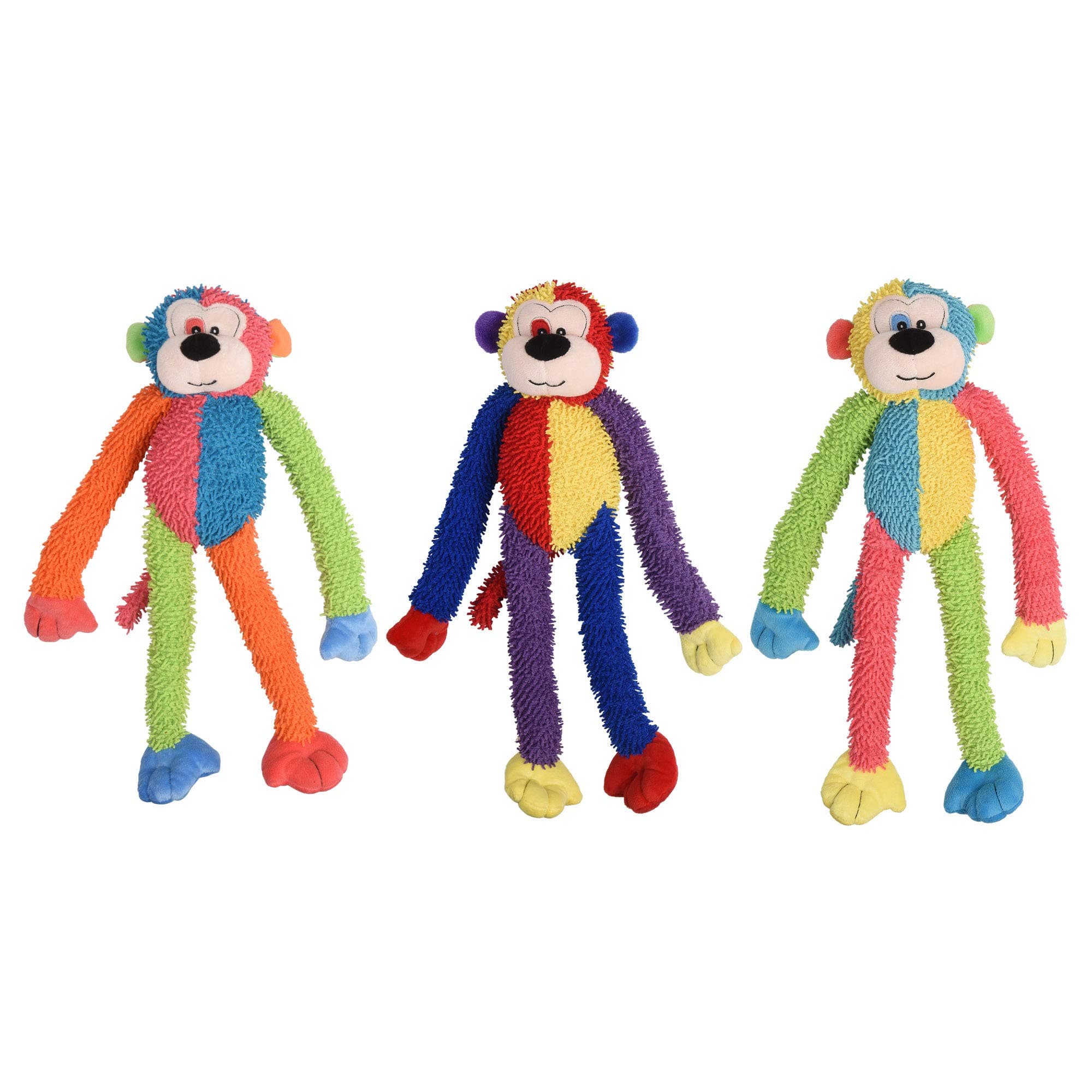 Multipet International DMP37812 Multicrew Monkey Plush Dog Toy, 17-Inch, Colors Vary, Assorted