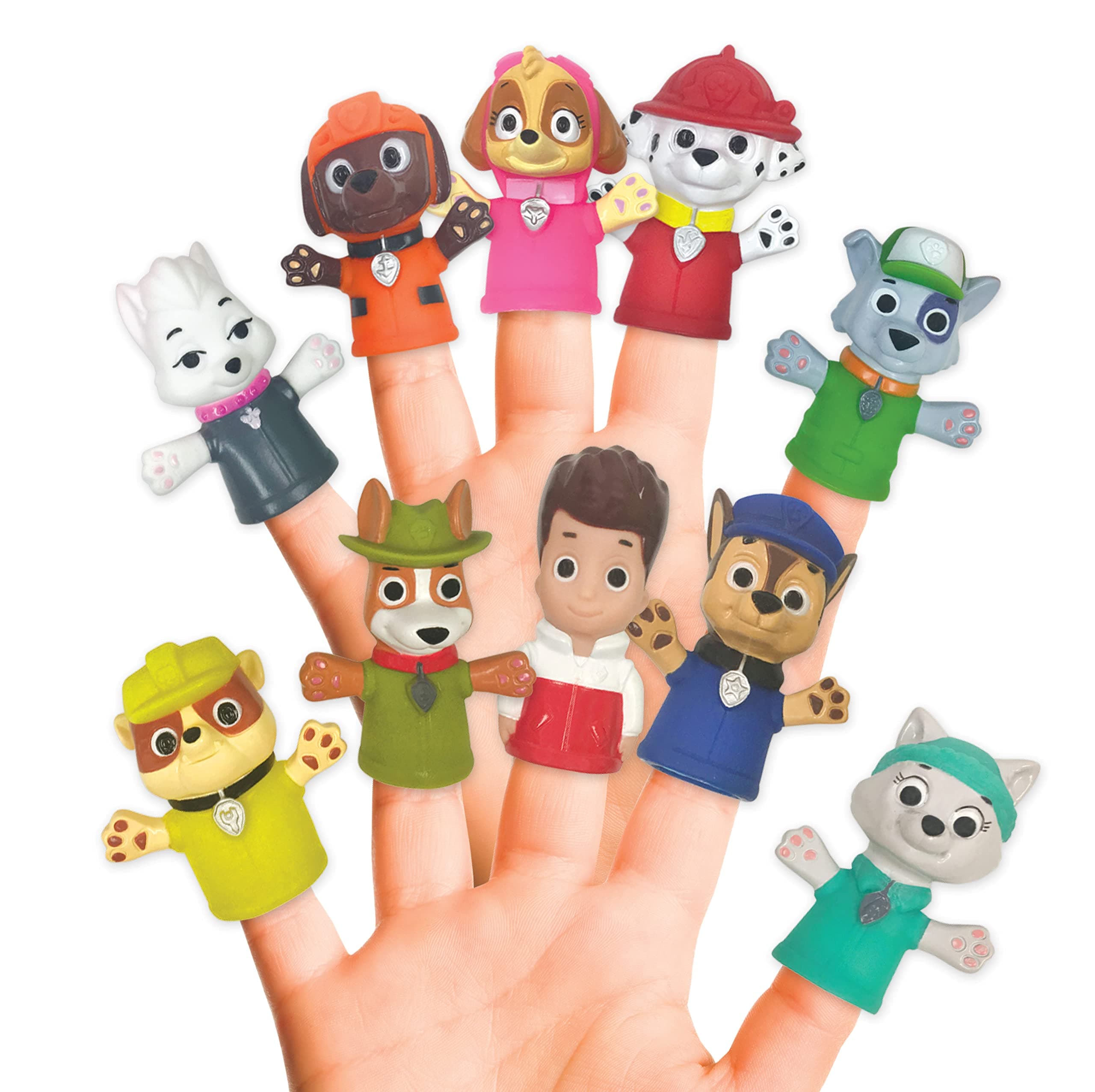 Ginsey Nickelodeon PAW Patrol 10 Piece Finger Puppet - Party Favors, Educational, Bath, Floating Pool, Beach Toys, Story Time, Playtime
