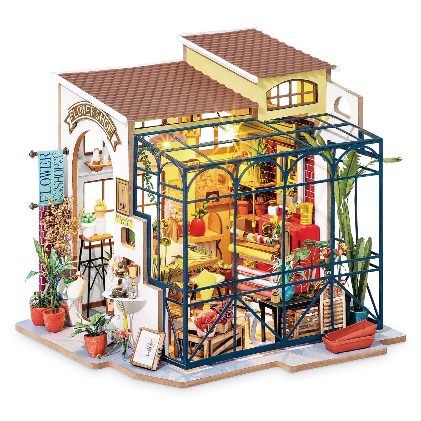 DIY Miniature Doll House Kit with Furniture for Children Adult Wooden Kits Toy (Emily's Flower Shop)