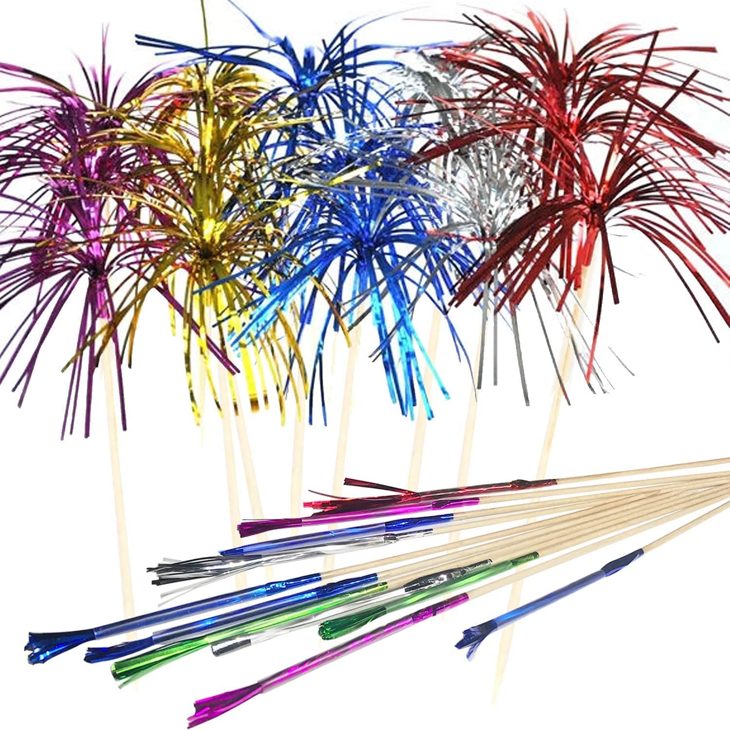 Cocktail Picks Firework Party Picks Ergonflow 100 Pcs Firework Cake Toppers, Sandwich & Cocktail Picks, Toothpicks for Cake Decoration, Party Supplies