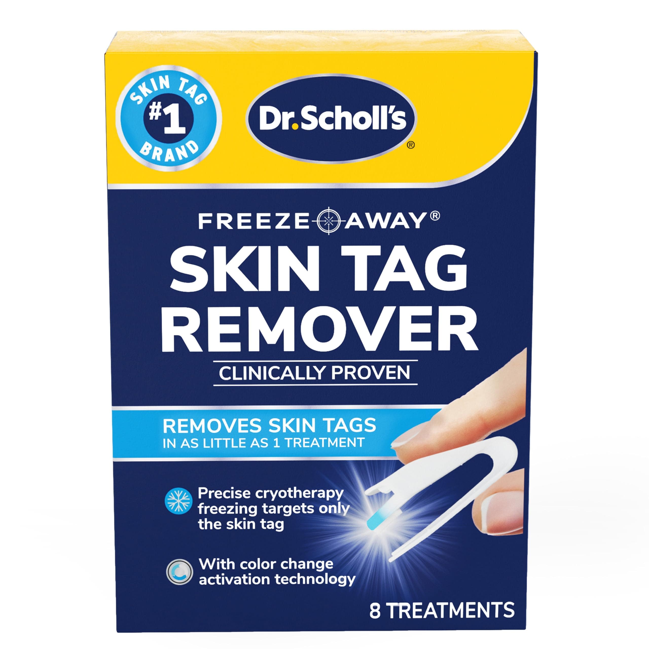 Dr. Scholl's Freeze Away Skin Tag Remover Kit, 8 ct – Completely removes Skin Tags in As Little As 1 Treatment, FDA-Cleared & Clinically Proven At-Home Removal, Easy 1-Handed Action, Permanent Results