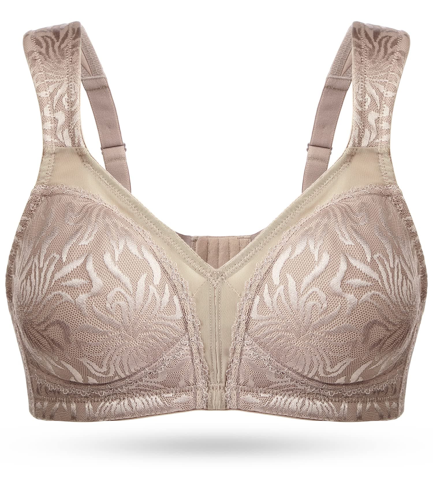 WingsLove Women's Full Cup Minimizer Bra Wide Straps Non-Wired No Padding Bra Comfort Plus Size