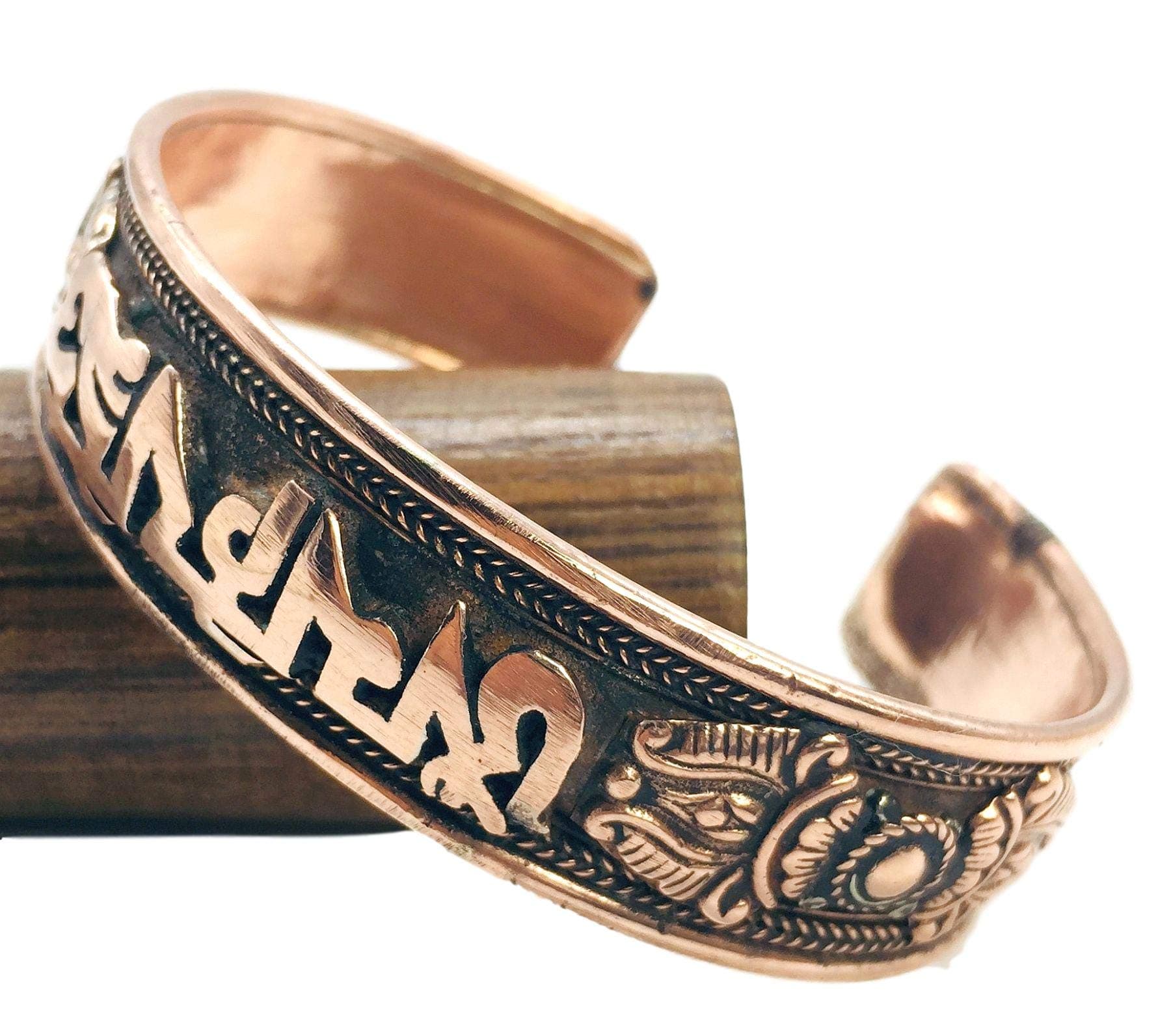 100% Pure Copper Tibetan Bracelet. Unisex, Hand Made High Gauge Copper (Mantra)