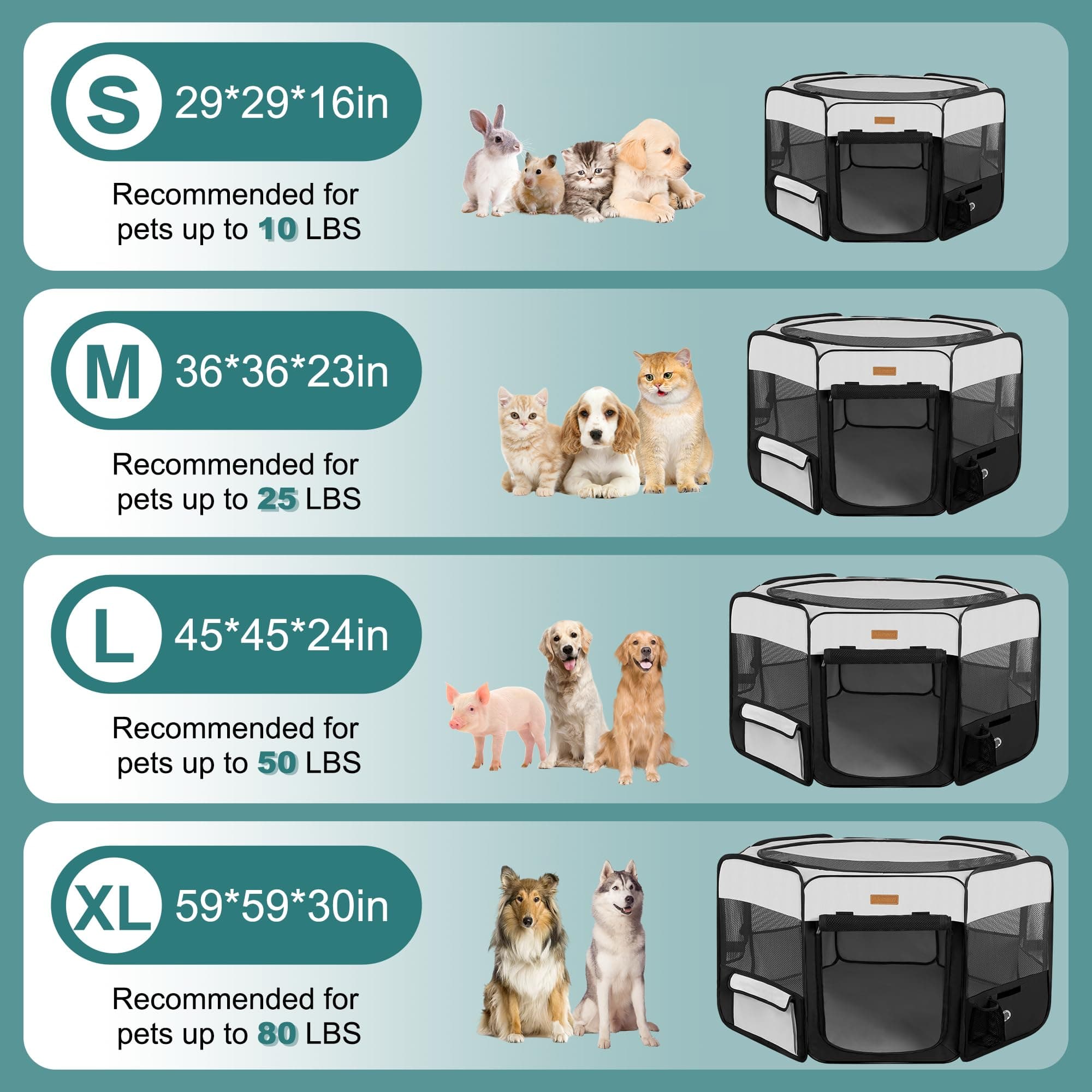 Dog Playpen, Portable Pet Play Pen for Cat, Puppies, Rabbits, Chickens, Foldable Large-Capacity Pet Tent for Indoor/Outdoor Travel Camping